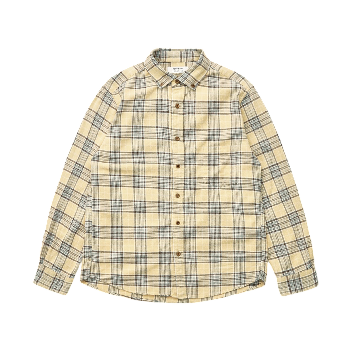 카키스 x 논네이티브 드웰러 B.D. 셔츠 코튼 플란넬 타탄 체크 베이지(Khakis x Nonnative Dweller B.D. Shirt Cotton Flannel Tartan Check Beige)