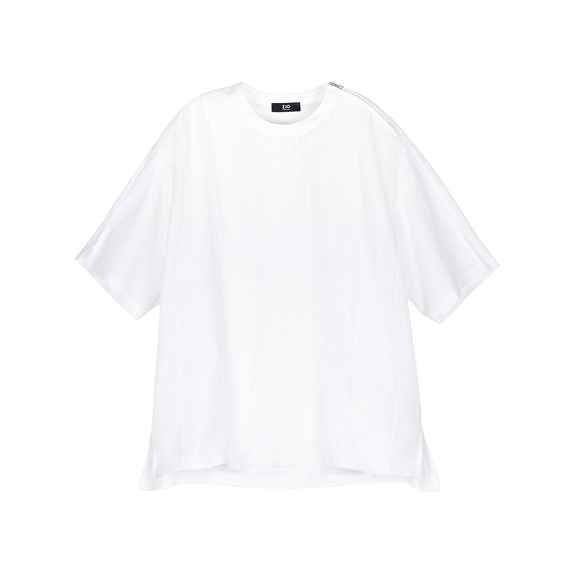 지오송지오 컬렉션 레이어드 슬릿 라운드넥 티셔츠 화이트 BI3TS304WH(ZIOSONGZIO COLLECTION Layered Slit Round Neck T-Shirt White) - 1