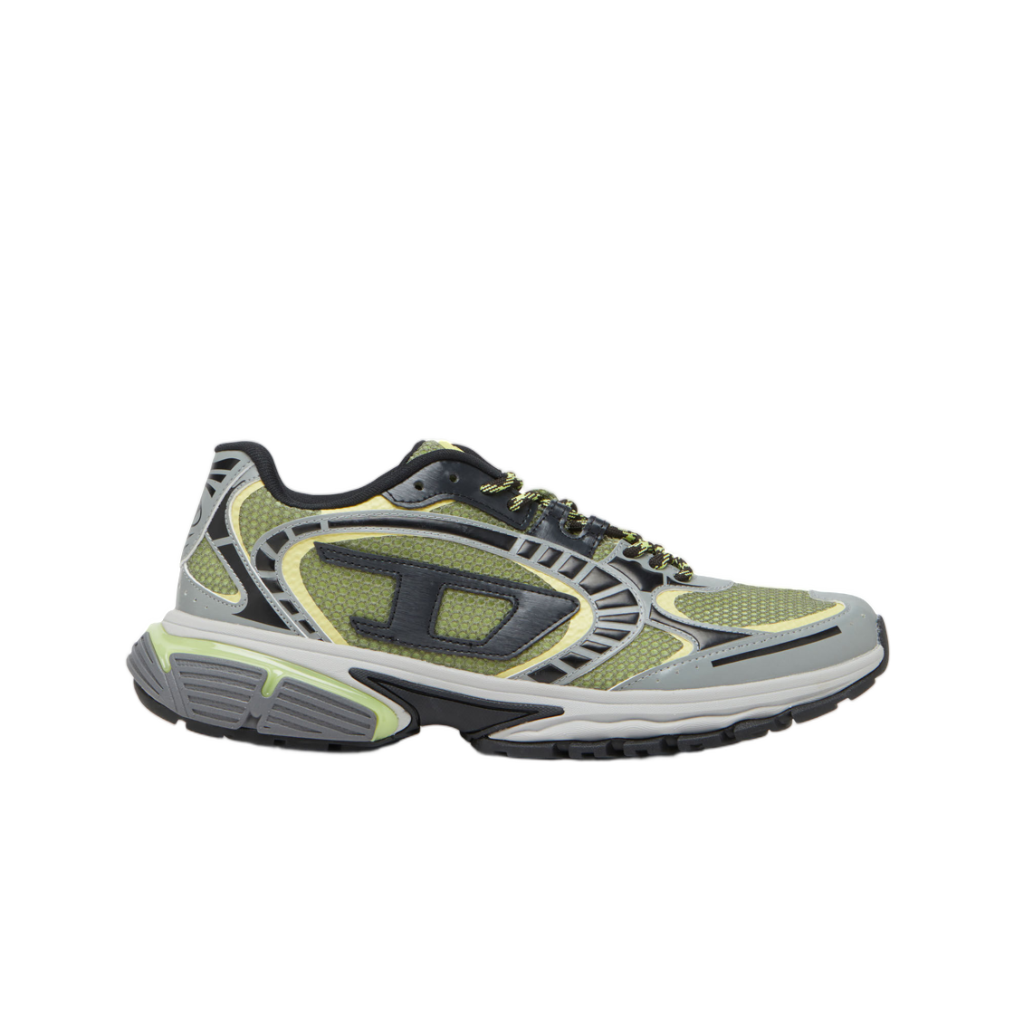 디젤 S-프로-V 덴스 메쉬 스니커즈 오발 D 로고 그레이 그린(Diesel S-Pro-V-Dense-Mesh Sneakers with Oval D Logo Grey Green)