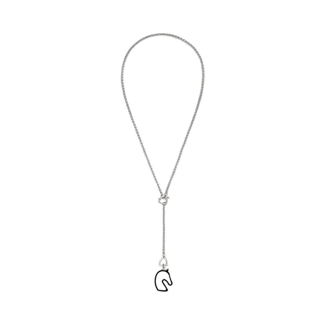 (W) 에르메스 토네르 네클리스 스몰 모델 래커드 메탈 & 팔라듐 하드웨어 누아((W) Hermes Tonnerre necklace Small Model Lacquered Metal & Palladium Noir) - 2