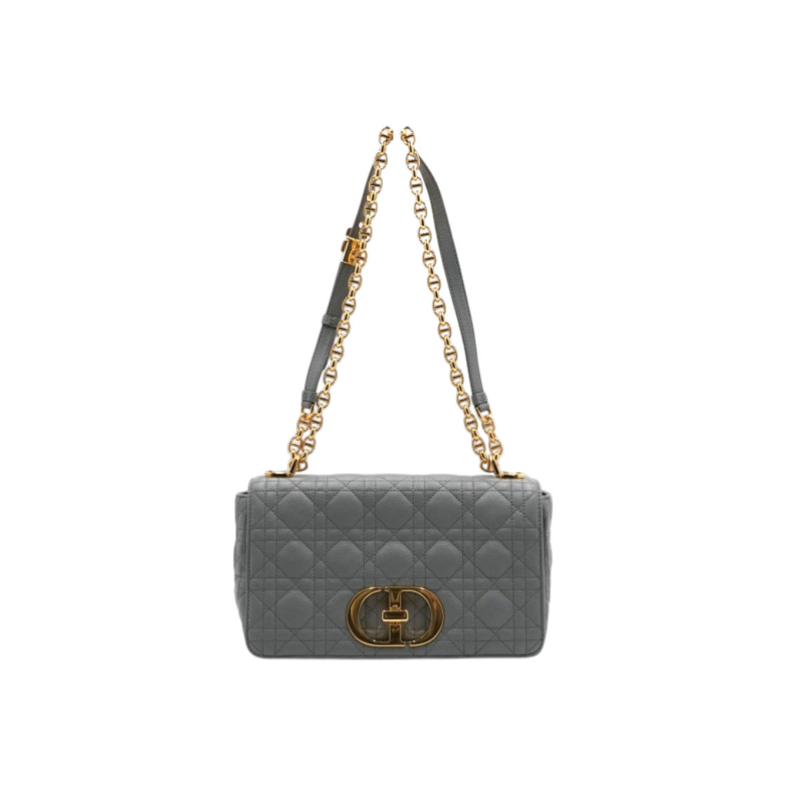 ITQVWIEQHG3S Dior Caro Medium Stone Gray Cannage Shoulder Bag with Gold Chain