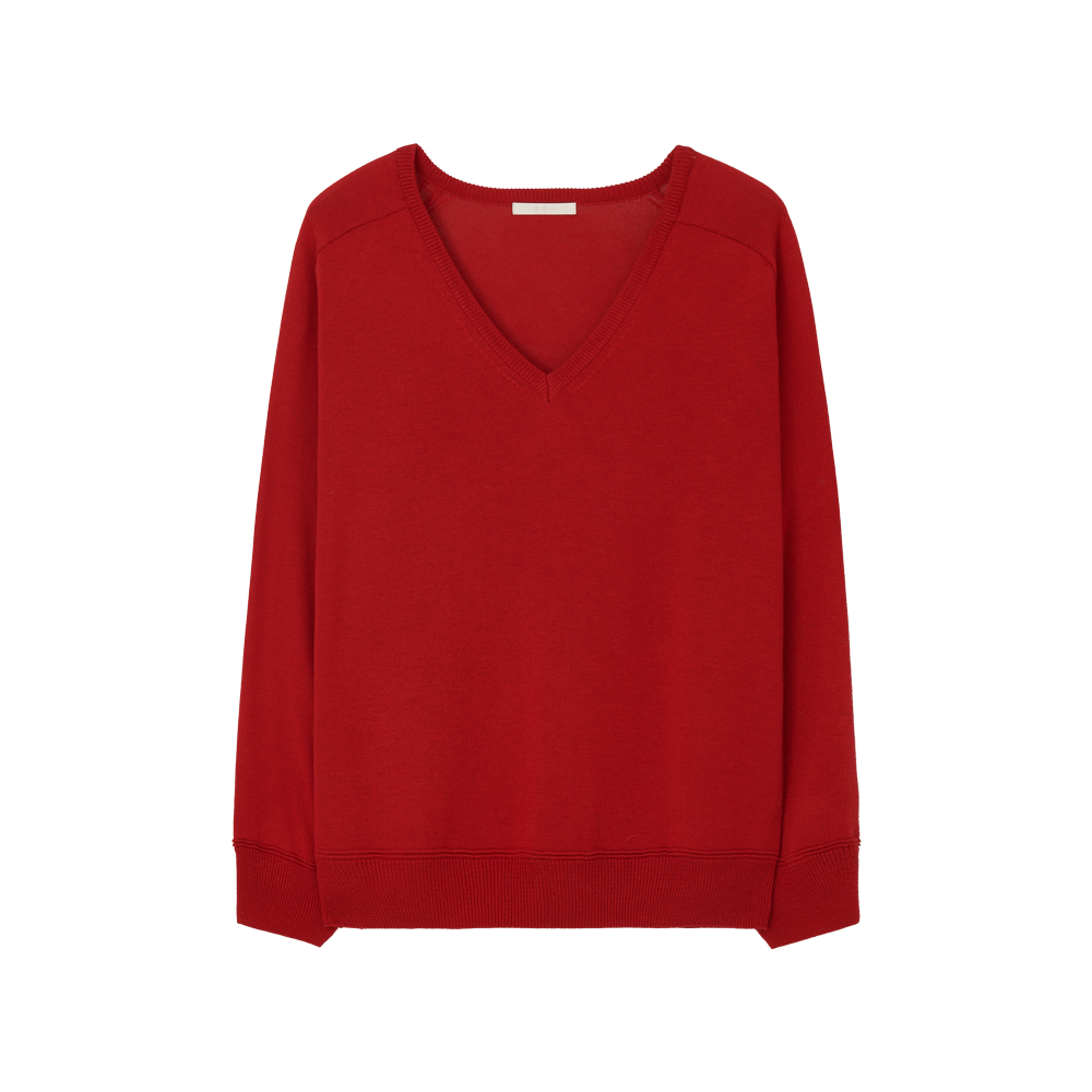 지비에이치 어패럴 루즈 브이넥 니트 / 레드(GBH APPAREL Loose V-Neck Knit / Red)