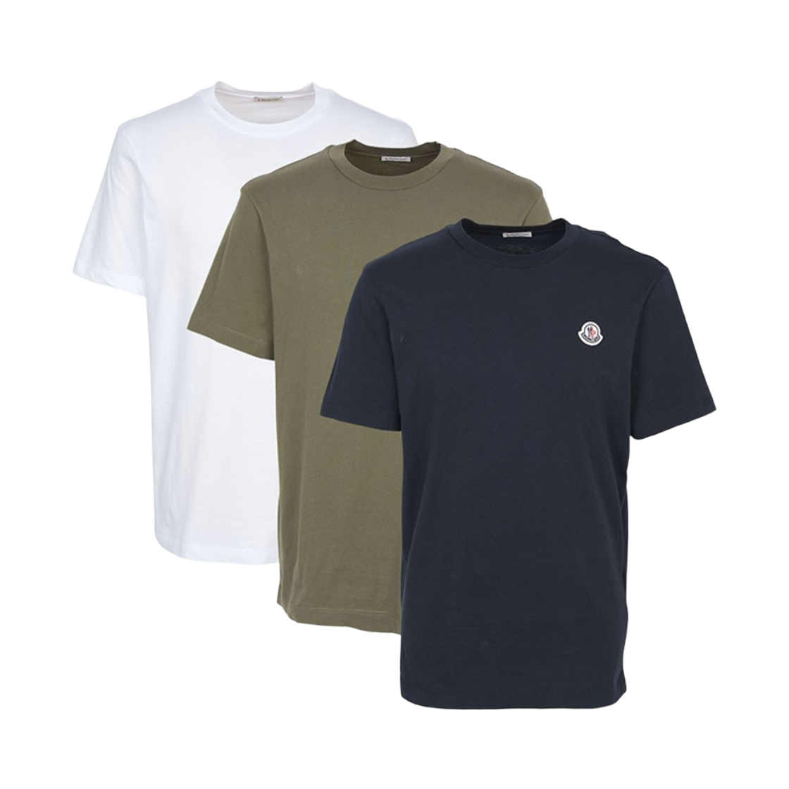 L1-091-8C00032-829H8-3P3 Moncler Logo Patch Short Sleeve T-shirt Olive Green Navy Blue (3 Pack) - 26SS
