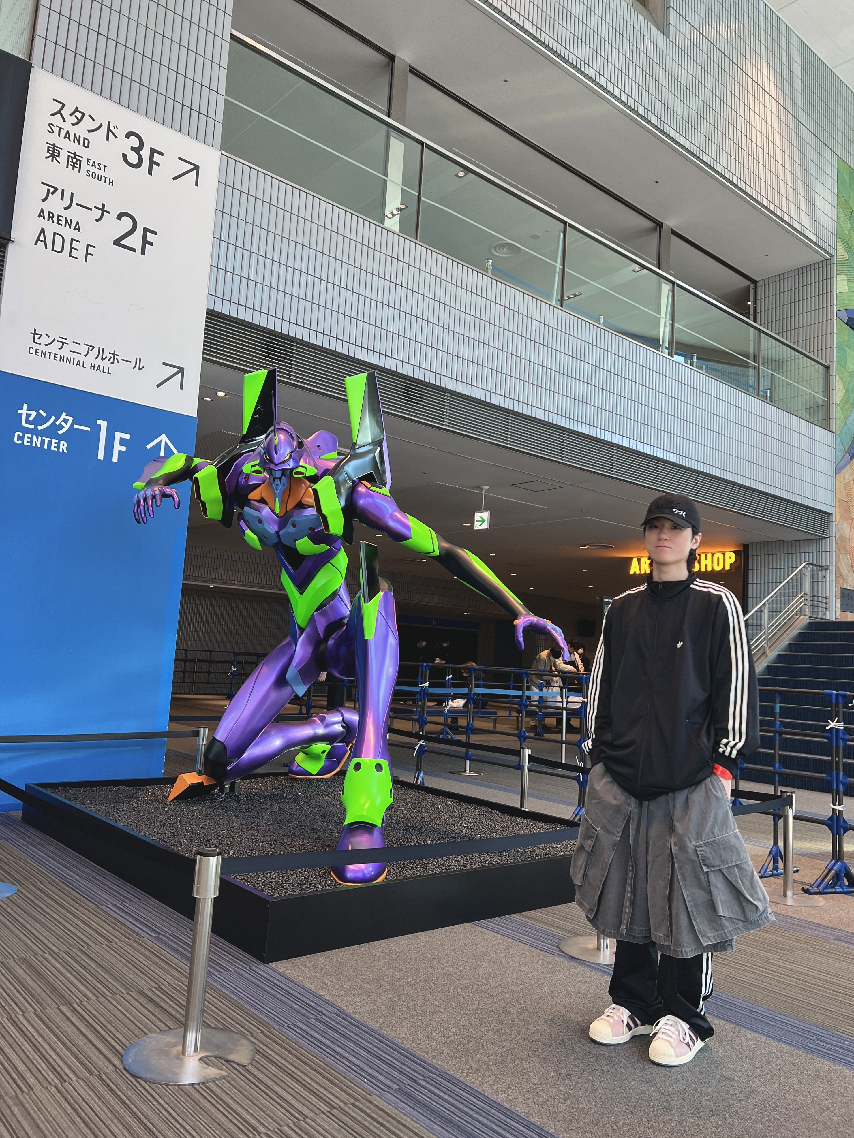 Darkr8m Studio x Neon Genesis Evangelion To Be Continued Hat Black, Adidas 3-Stripes BB Track Top Black Cream White - KR Sizing 착용 스타일 - 1