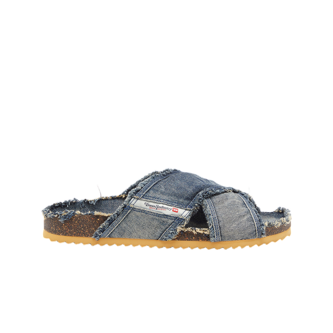 디젤 D-우드스탁 크로스오버 슬라이드 프레이드 데님 미디엄 블루(Diesel D-Woodstock-Crossover Slides In Frayed Denim Medium blue)