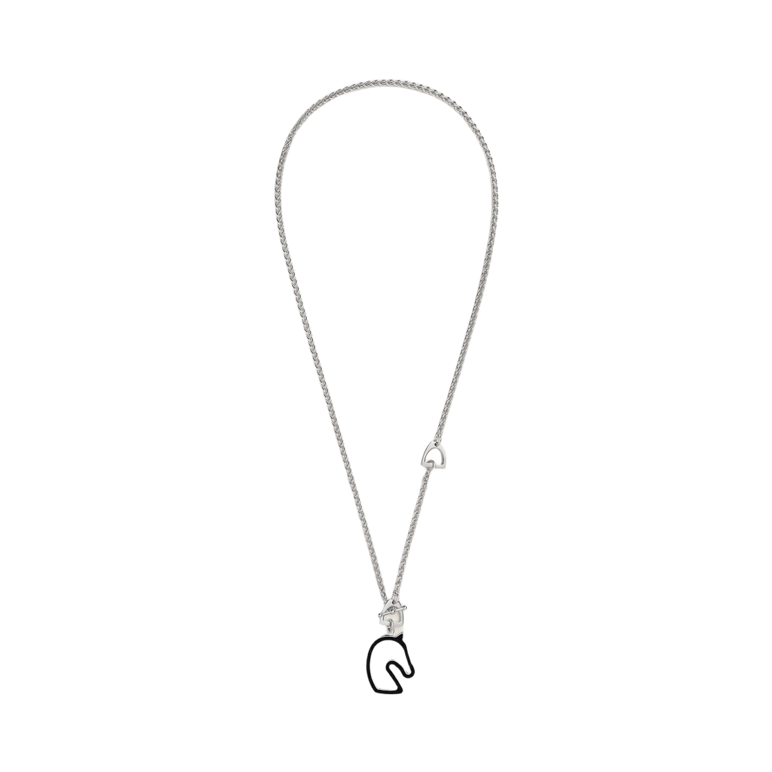 H100116FP03 (W) Hermes Tonnerre necklace Small Model Lacquered Metal & Palladium Noir