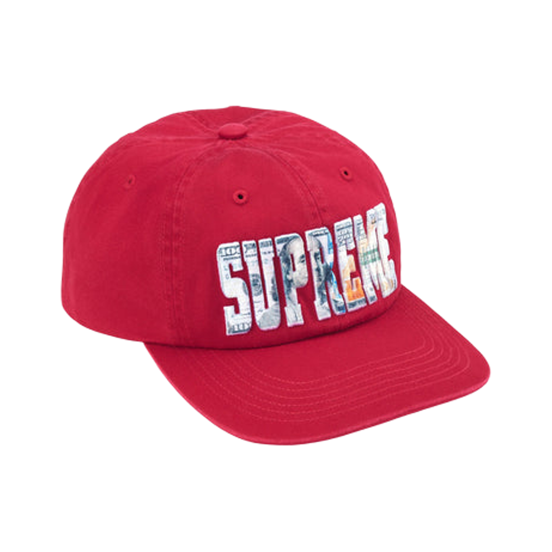 슈프림 자수 머니 로고 6-패널 레드 - 26SS
