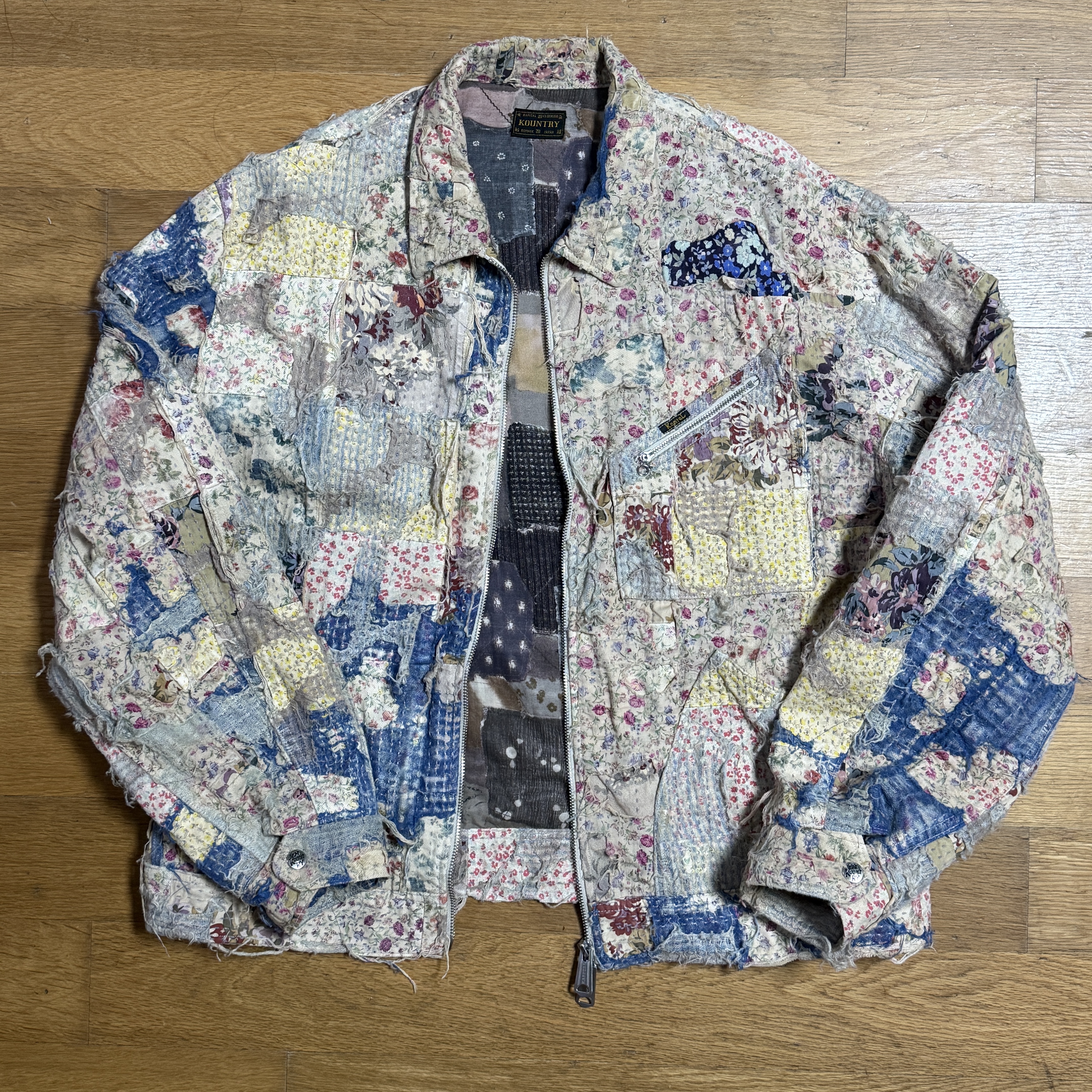 Kapital Boro Zip Up Beige 착용 스타일 - 1