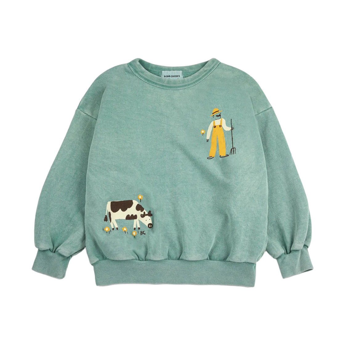 126AC043 (Kids) Bobo Choses Farm Adventure Sweatshirt Green