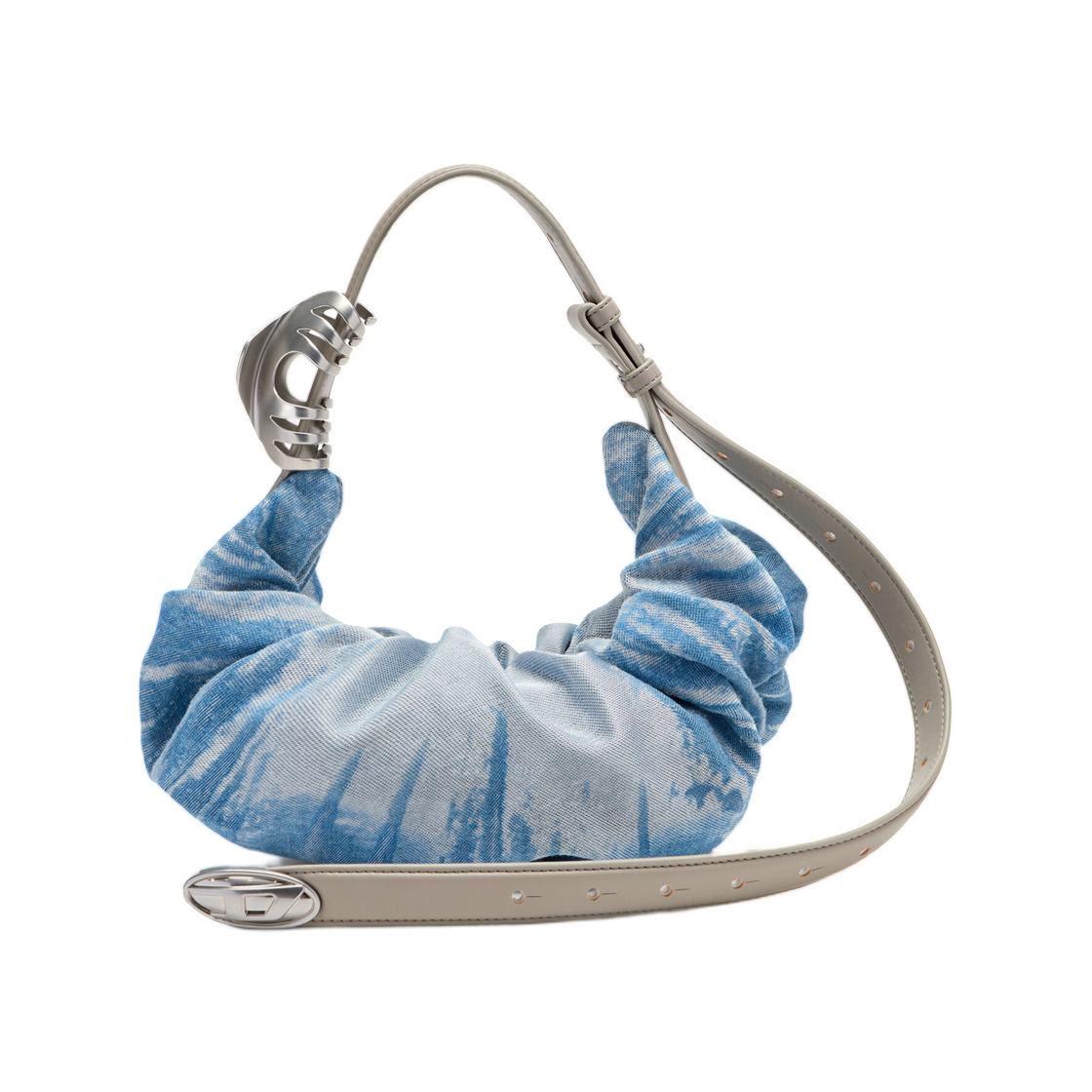 X10479P8973-T2578 Diesel Grab-D-Scrunched Hobo Bag In Satin Denim Blue