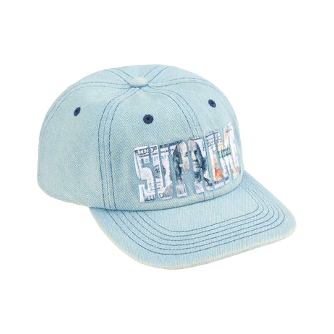 - Supreme Embroidered Money Logo 6-Panel Denim - 26SS