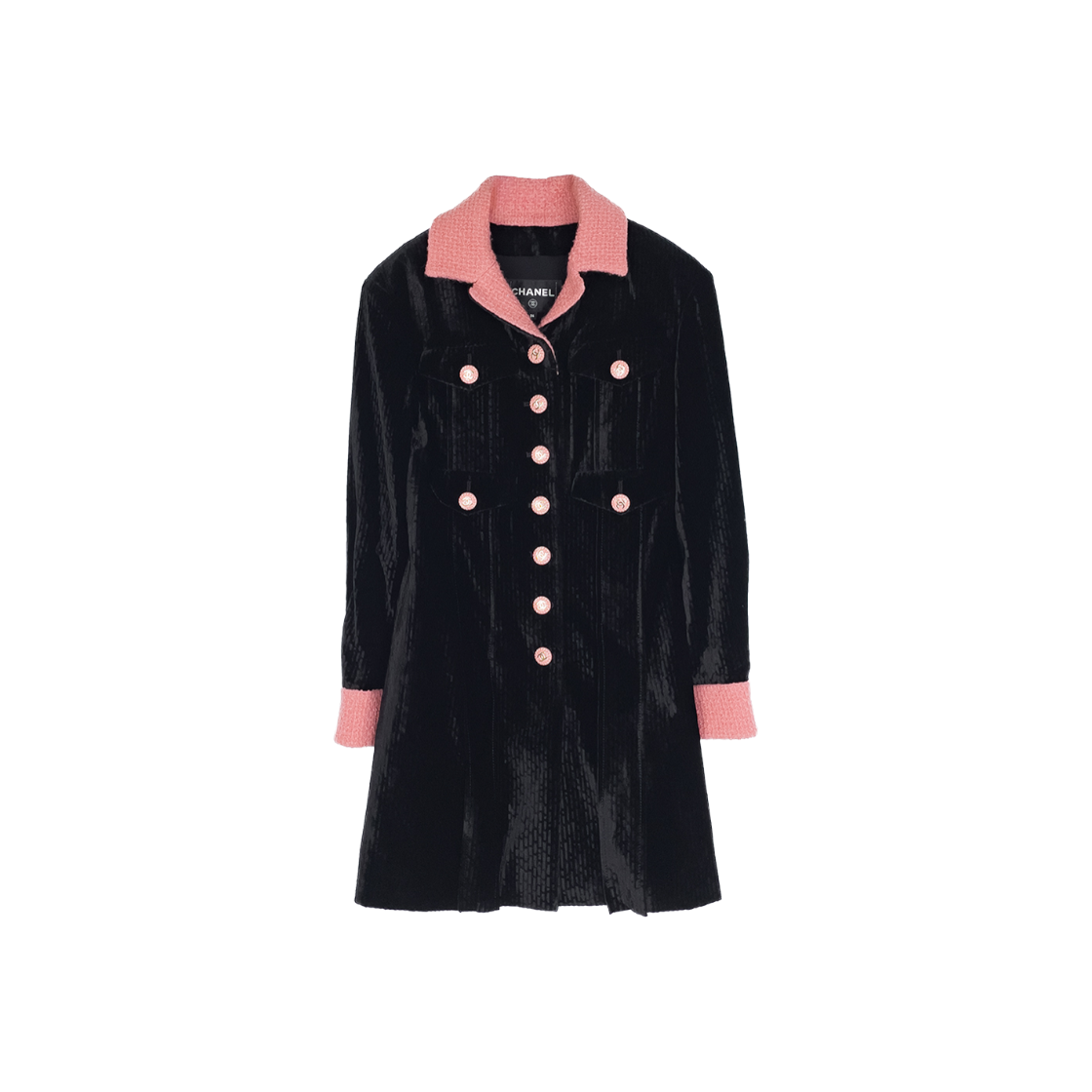 샤넬 22B 벨벳 롱 자켓 34 블랙/핑크(6ET0462)(Chanel 22B Velvet Long Jacket 34 Black/Pink (6ET0462)) - 1