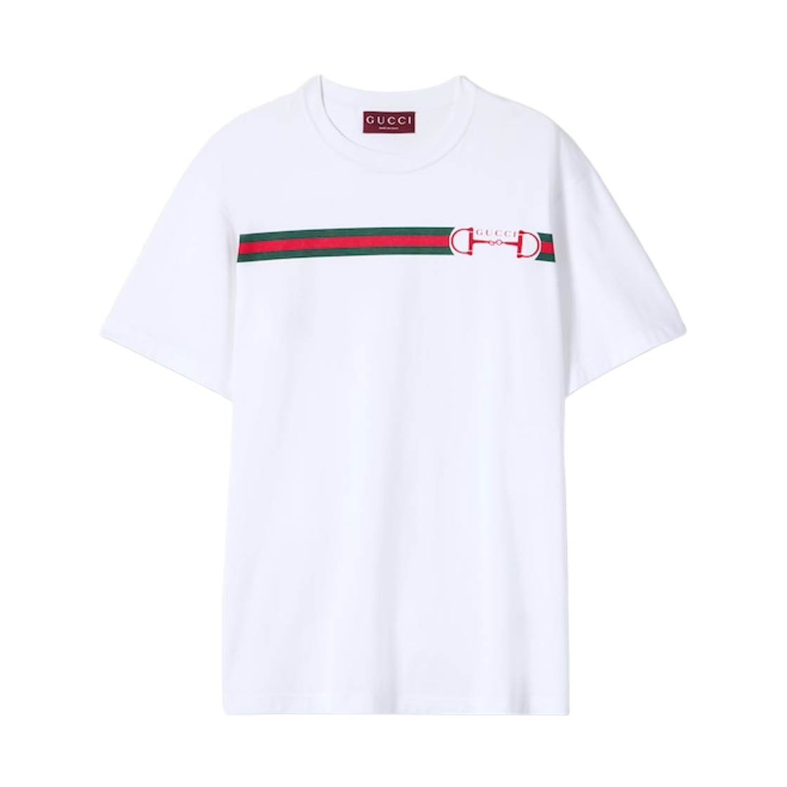 (W) 구찌 프린트 코튼 저지 티셔츠 베리에이션 화이트((W) Gucci Cotton Jersey T-Shirt with Print Variation White)
