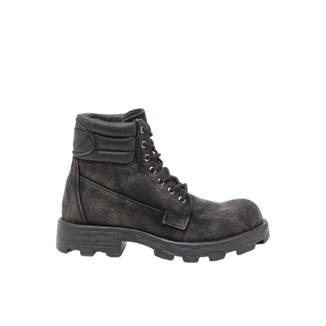 Y03841P5237-H1939 (W) Diesel D-Hammer-Combat Boots In Denim and Leather Dark grey