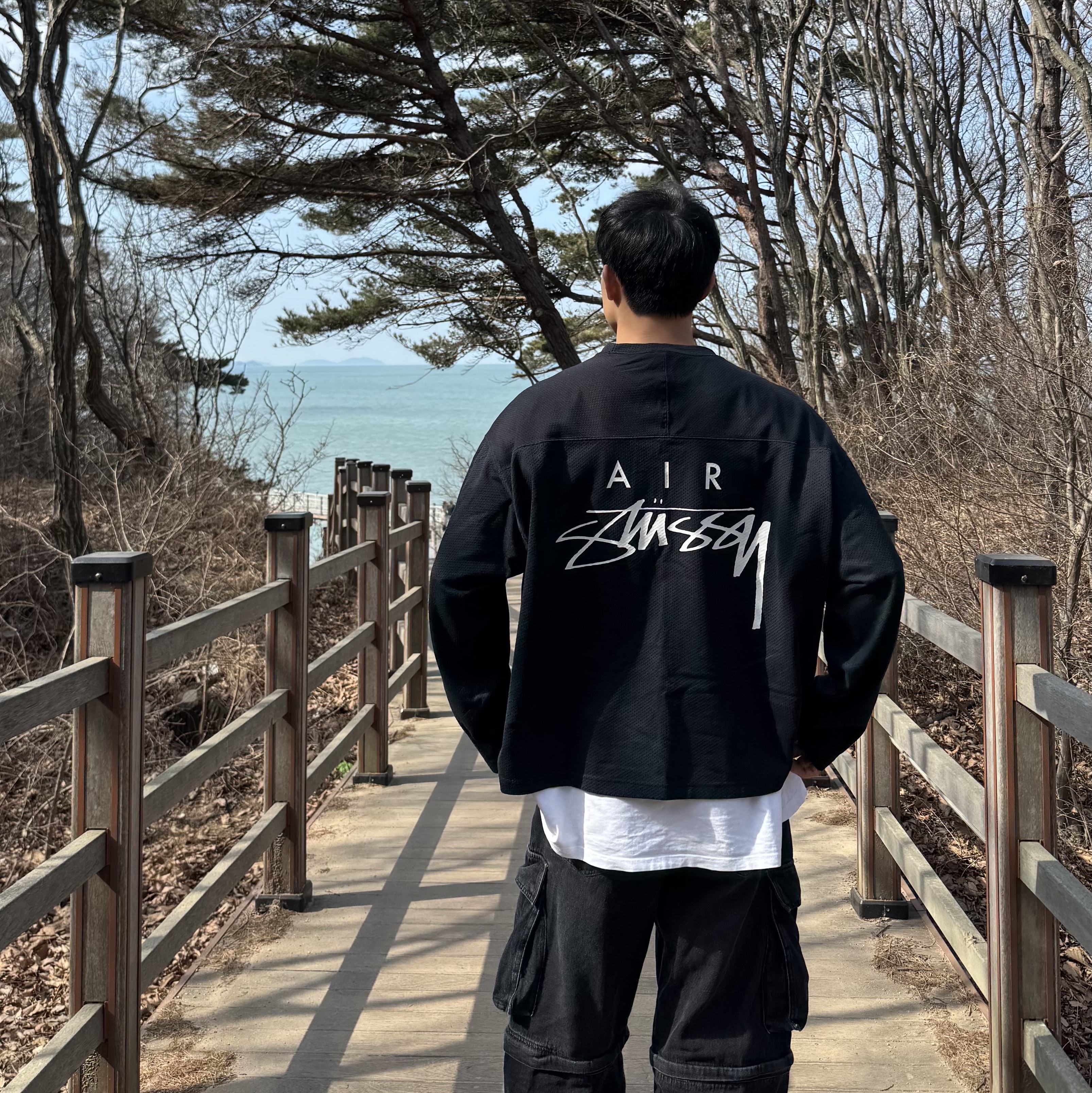 Nike x Stussy Long Sleeve Top Black (FJ9164-010) 착용 스타일