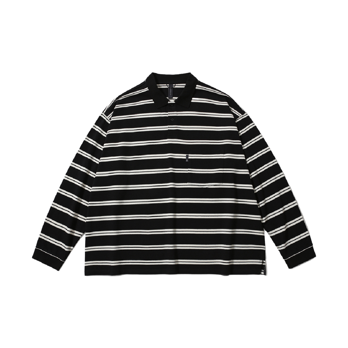 PMF026-01JL09 [더블적립][SS26] moif Wide Polo L/S Shirt / Black Stripe