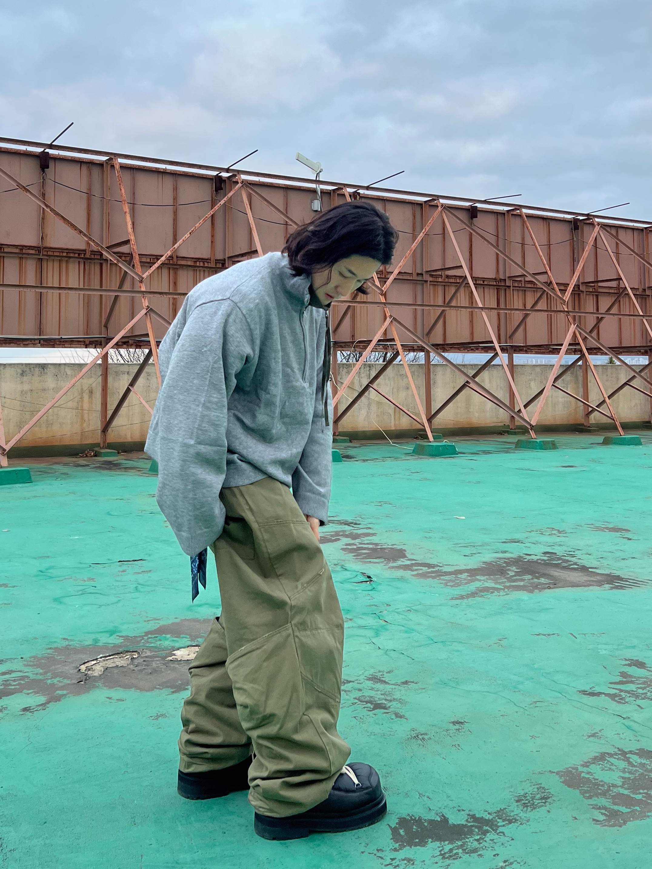Undermycar Multi Patched Vintage Gaor Zip-Up Khaki - 25SS 착용 스타일 - 5