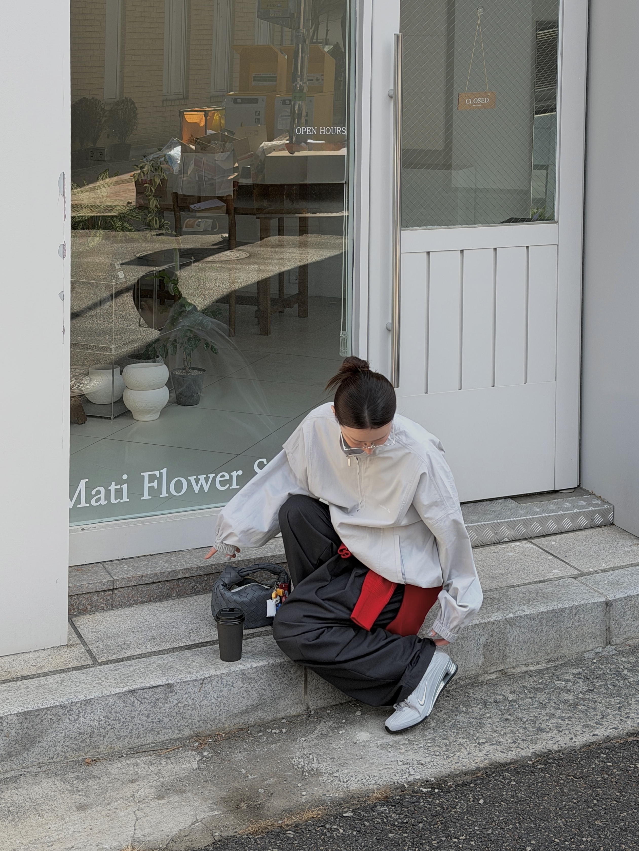 (W) Nike Shox Z Metallic Silver, Gentle Monster Catta C2 Silver 착용 스타일 - 10