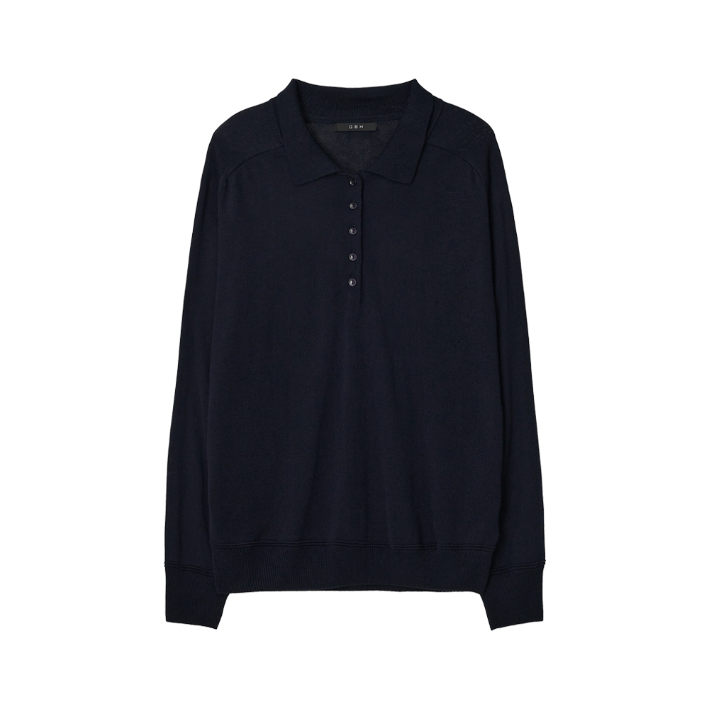 APB3KN070NYFF GBH APPAREL Wool Silk Polo Knit / Navy