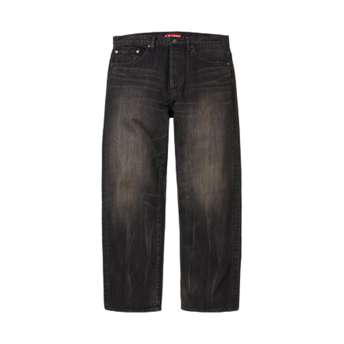 - Supreme Distressed Loose Fit Selvedge Jean Washed Black - 26SS