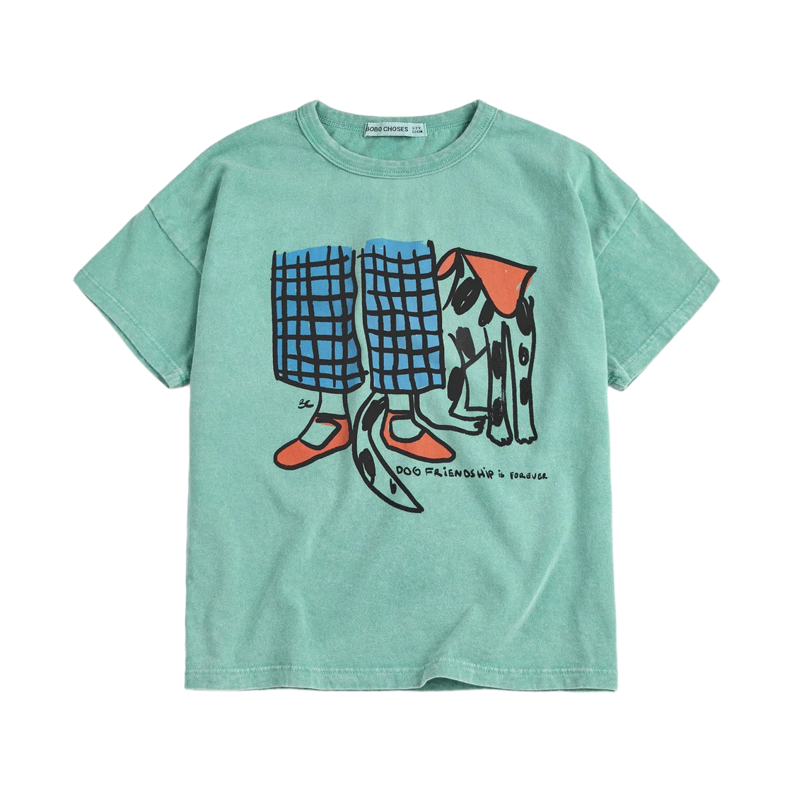 (키즈) 보보쇼즈 도그 프렌드쉽 티셔츠 그린((Kids) Bobo Choses Dog Friendship T‑shirt Green) - 1