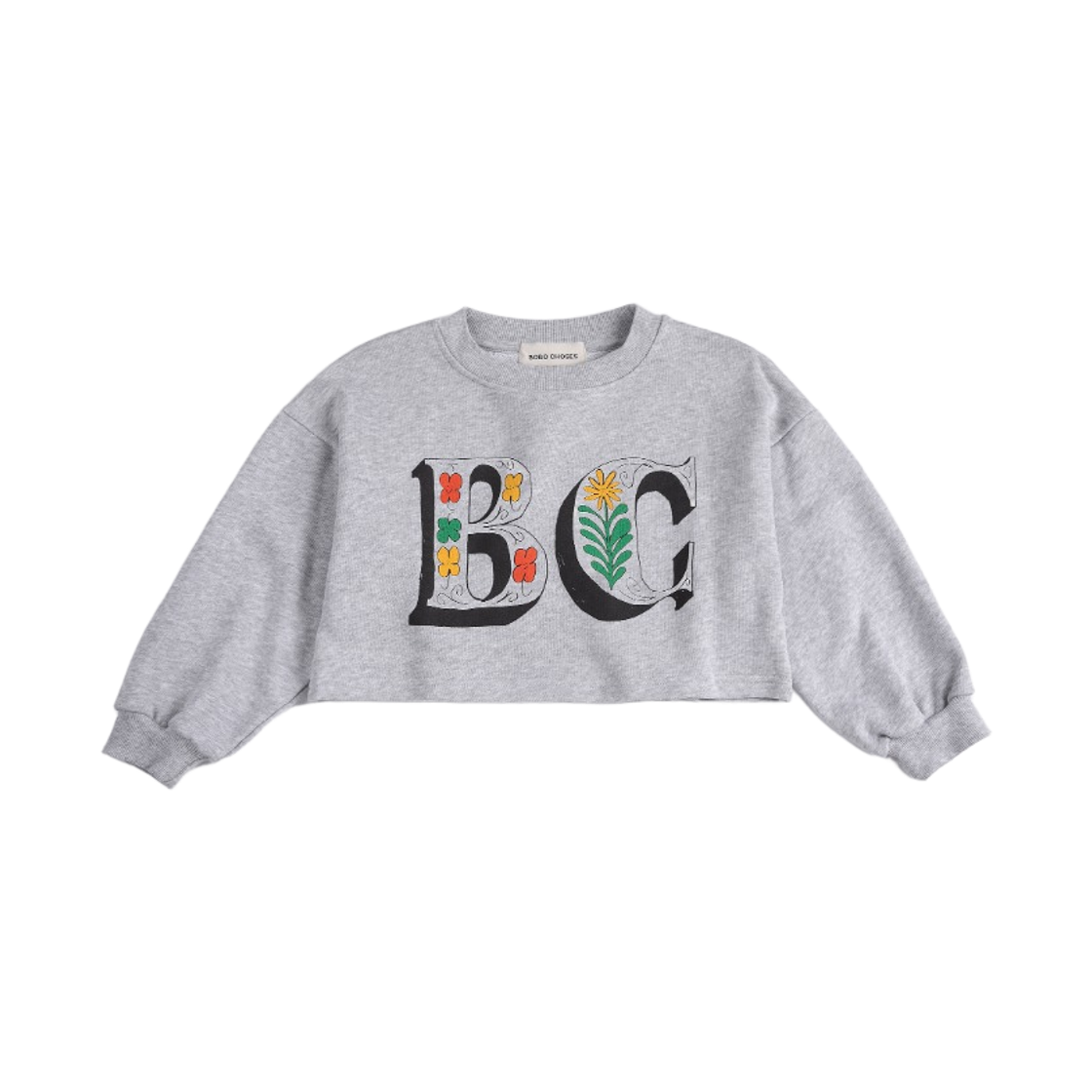 (키즈) 보보쇼즈 스프링 레터스 크롭 스웨트셔츠 헤더 그레이((Kids) Bobo Choses Spring Letters Cropped Sweatshirt Heather Grey) - 1