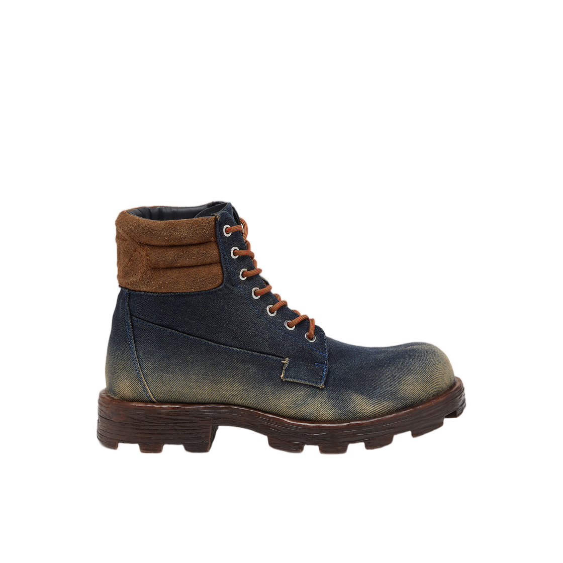 Y03841P8093-H1940 (W) Diesel D-Hammer-Combat Boots In Denim and Suede Dark Blue