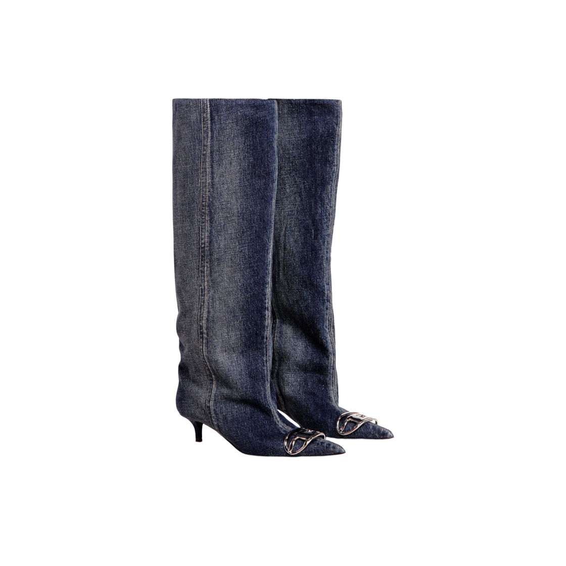 (W) 디젤 D-비너스 슬라우치 니하이 부츠 데님 다크 블루((W) Diesel D-Venus-Slouchy Knee-High Boot In Denim Dark Blue) - 2