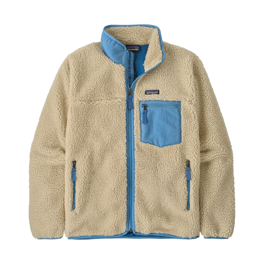 파타고니아 클래식 레트로X 플리스 자켓 다크 내츄럴 W 쇼어 블루(Patagonia Classic Retro-X Fleece Jacket Dark Natural W Shore Blue)