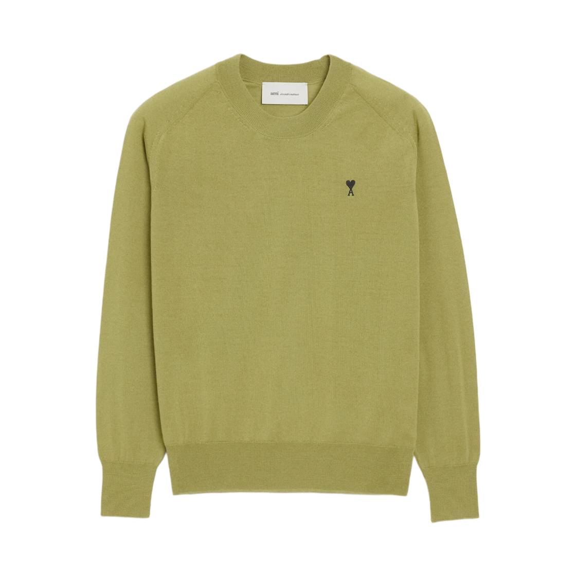 HKS866-KN0039-A091 AMI Green Wool Crewneck Ami De Coeur Sweater Matcha Black