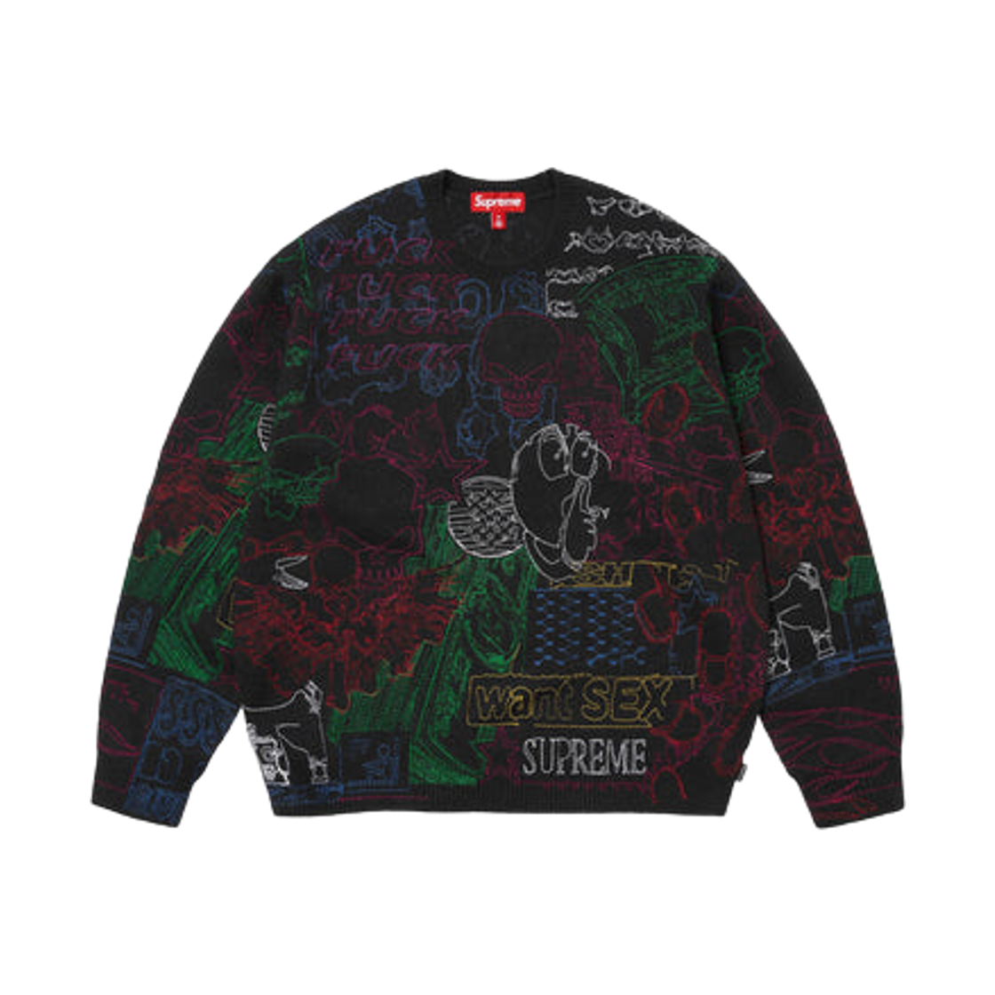 - Supreme Collage Embroidered Sweater Black - 26SS
