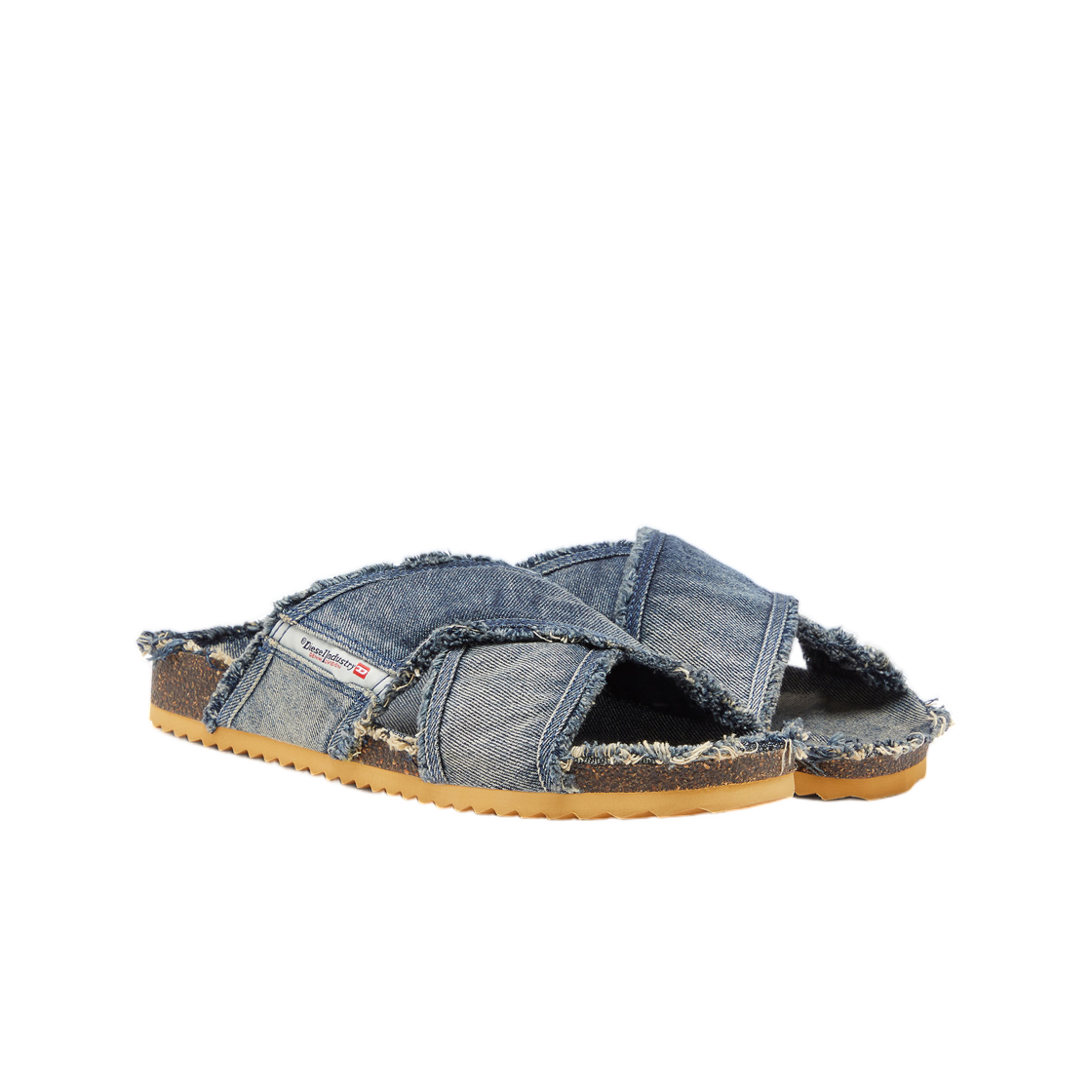 디젤 D-우드스탁 크로스오버 슬라이드 프레이드 데님 미디엄 블루(Diesel D-Woodstock-Crossover Slides In Frayed Denim Medium blue) - 2