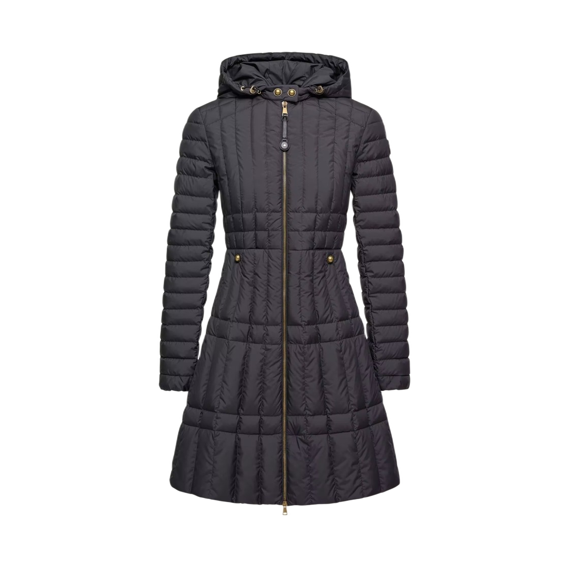 L1-093-1C00011-597YW-999 (W) Moncler Menthelong Vertical Quilted Hooded Down Jacket Black - 26SS