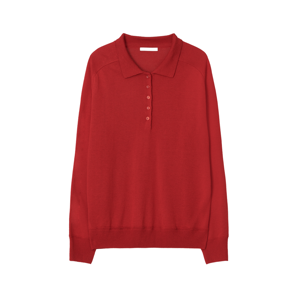 APB3KN070RDFF GBH APPAREL Wool Silk Polo Knit / Red