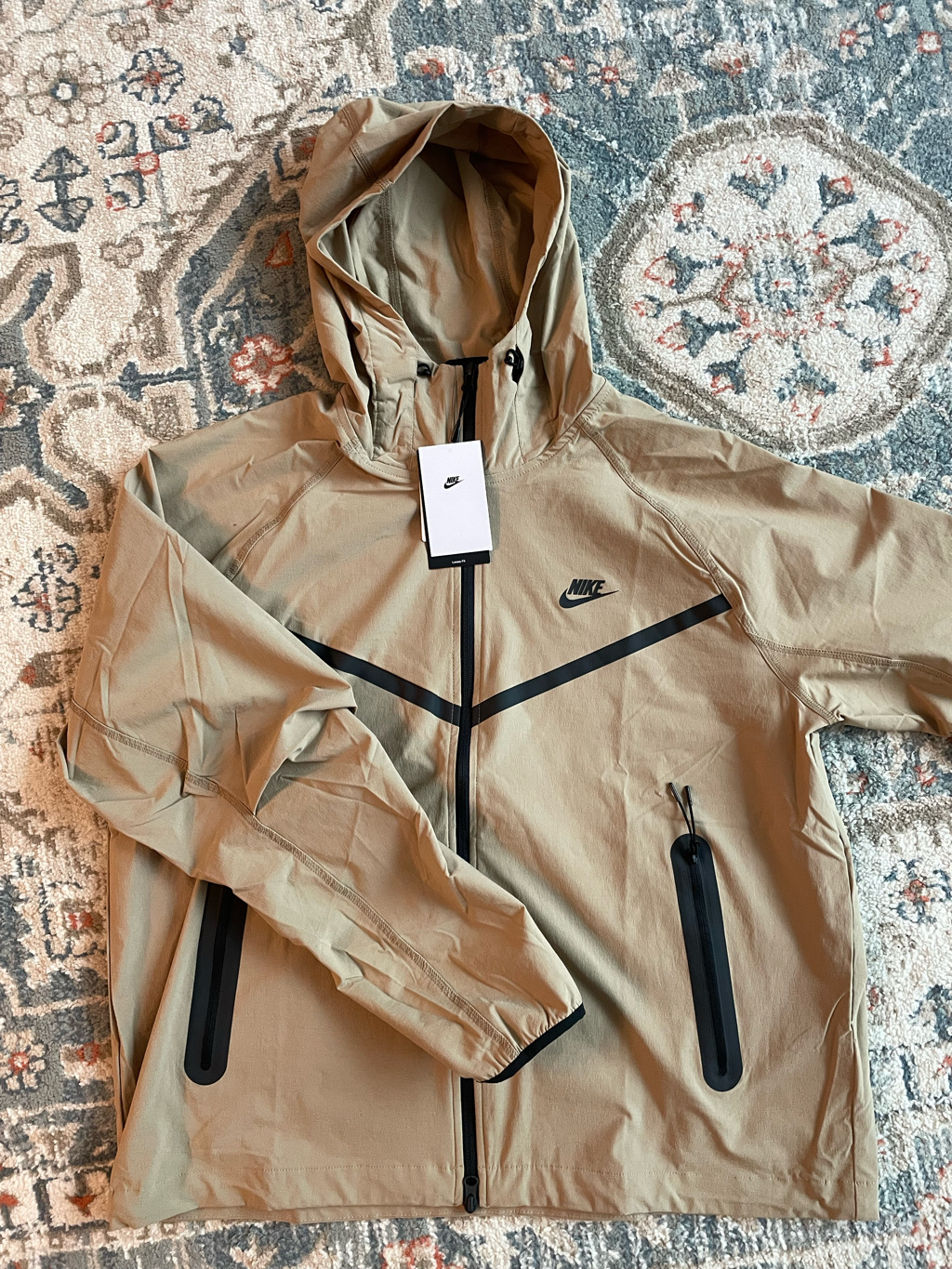 Nike Tech Windrunner Woven Full Zip Jacket Parachute Beige Black - Asia 착용 스타일 - 1