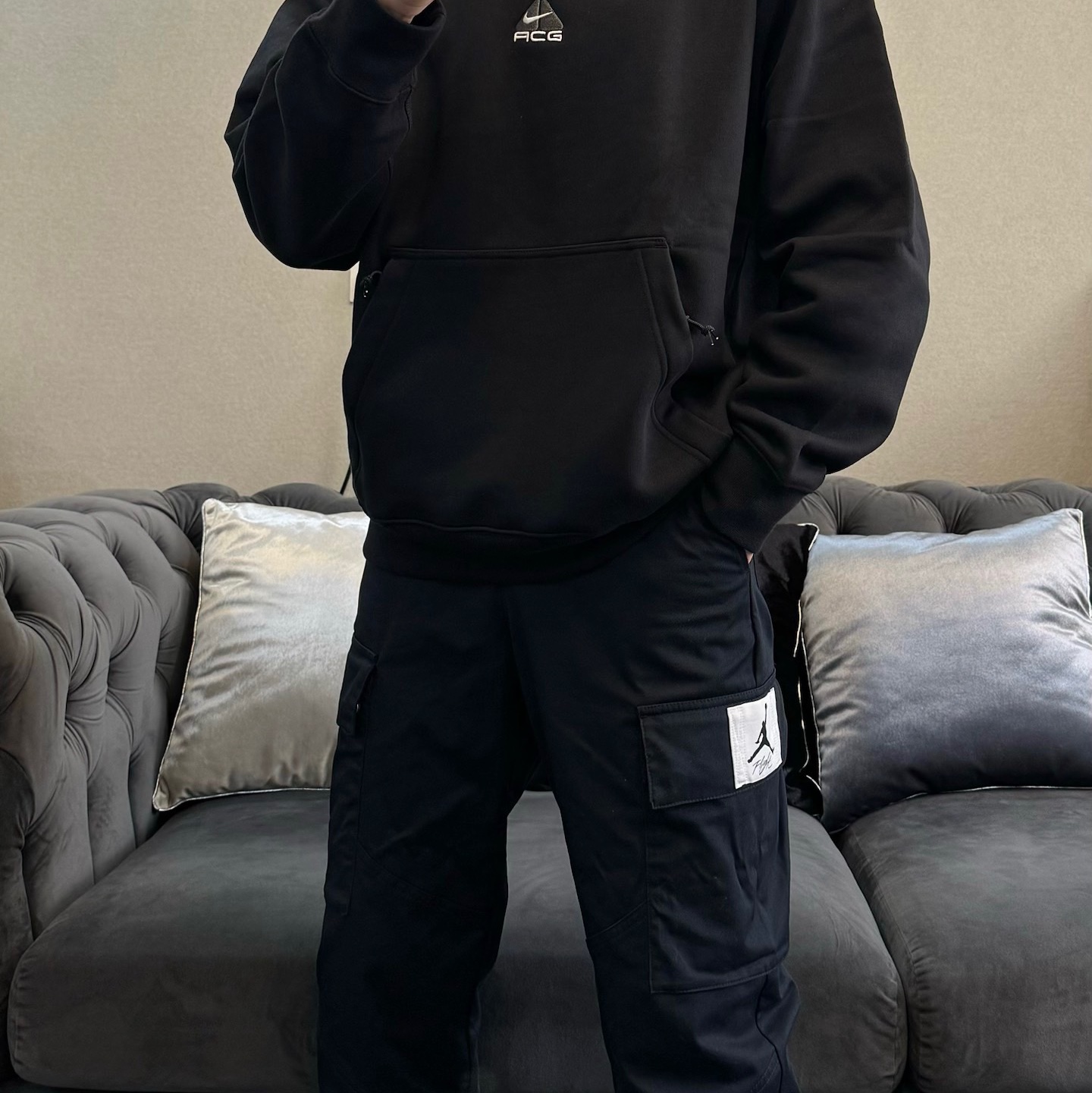 Nike ACG Therma-Fit Fleece Pullover Hoodie Black Anthracite - Asia 착용 스타일 - 2