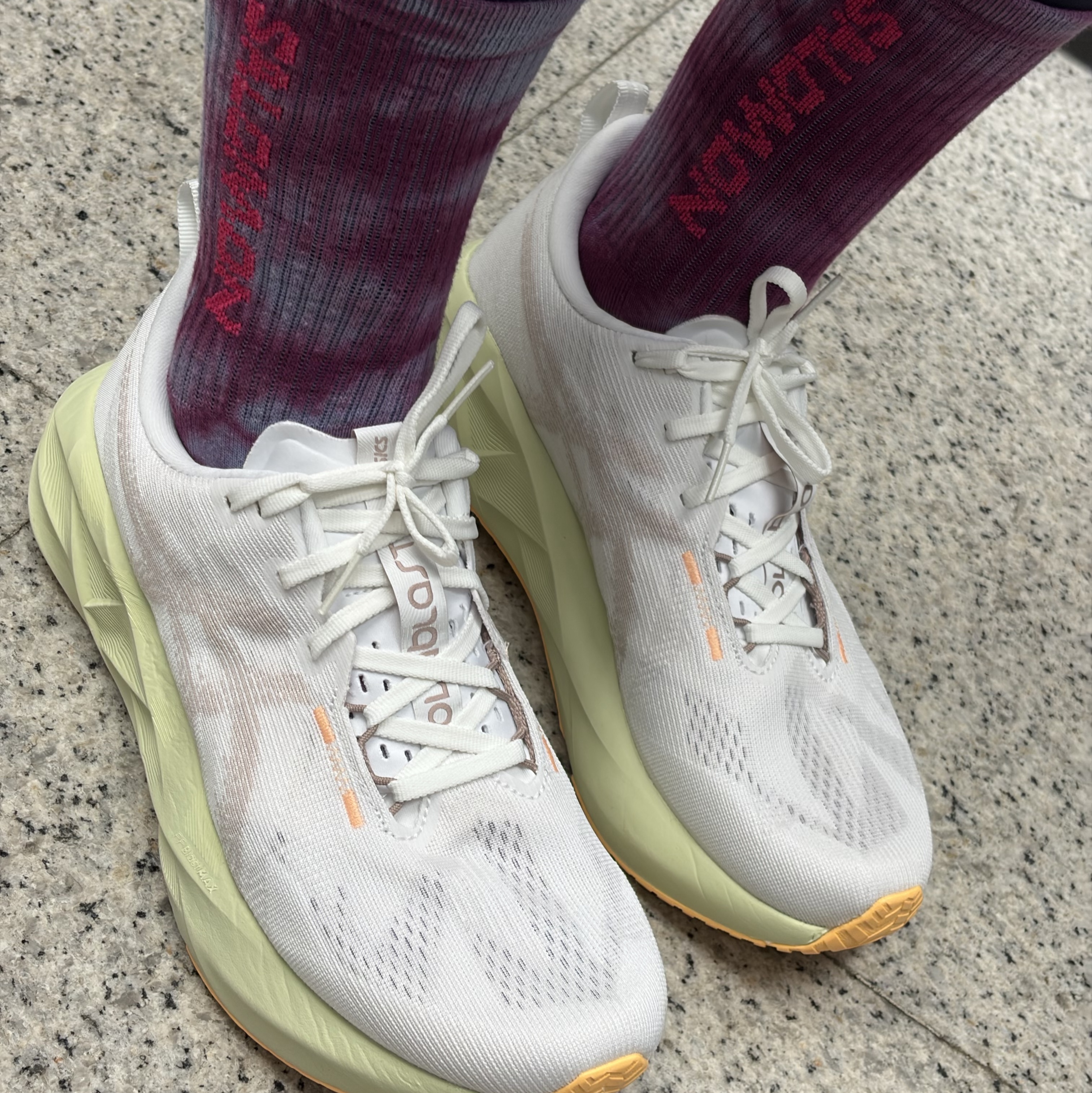 Asics Novablast 5 White Fawn 착용 스타일