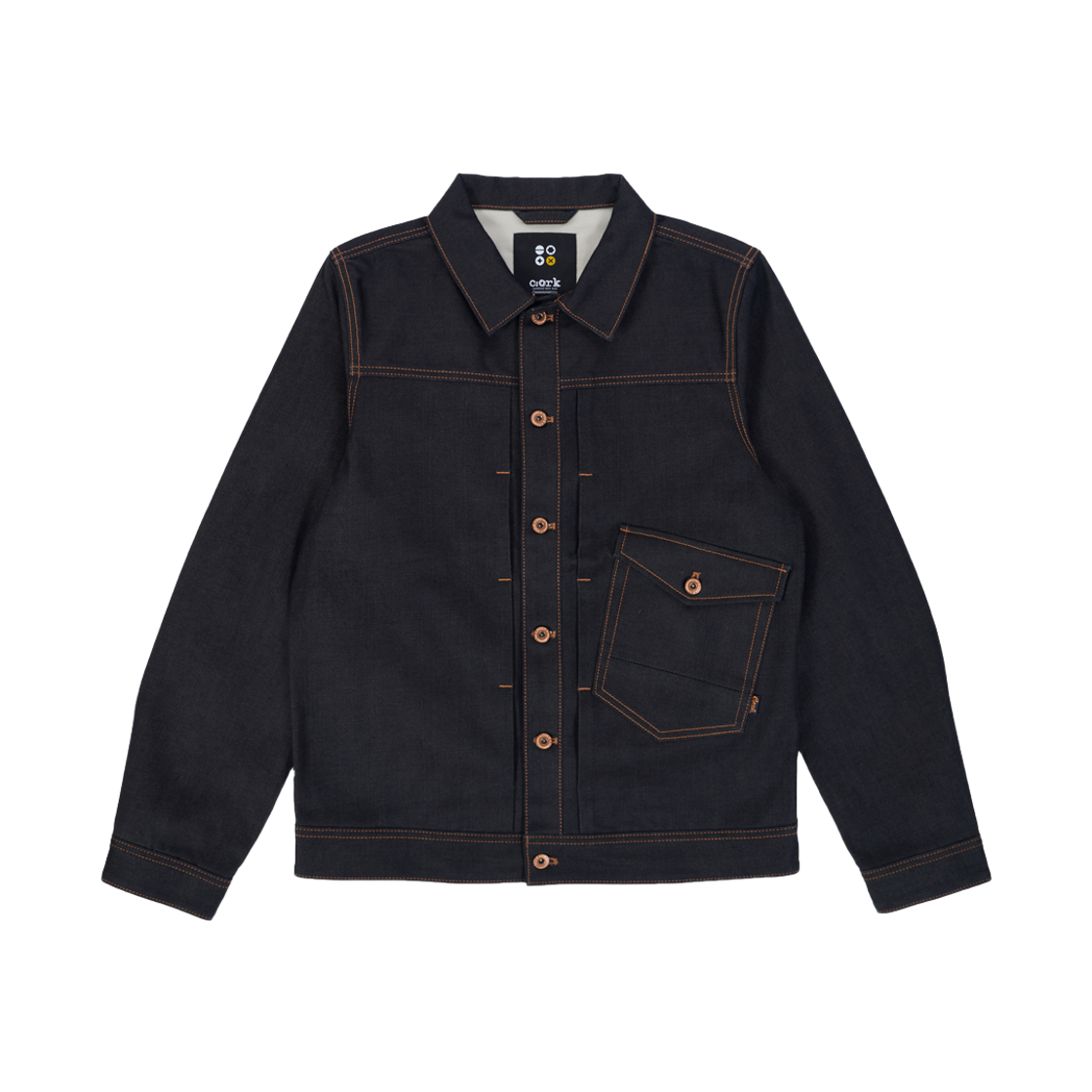 률앤와이 데님 생지 셀비지 원포켓 자켓 인디고 C6(Ryul+Wai: Denim Raw Selvedge One Pocket Jacket Indigo C6) - 1