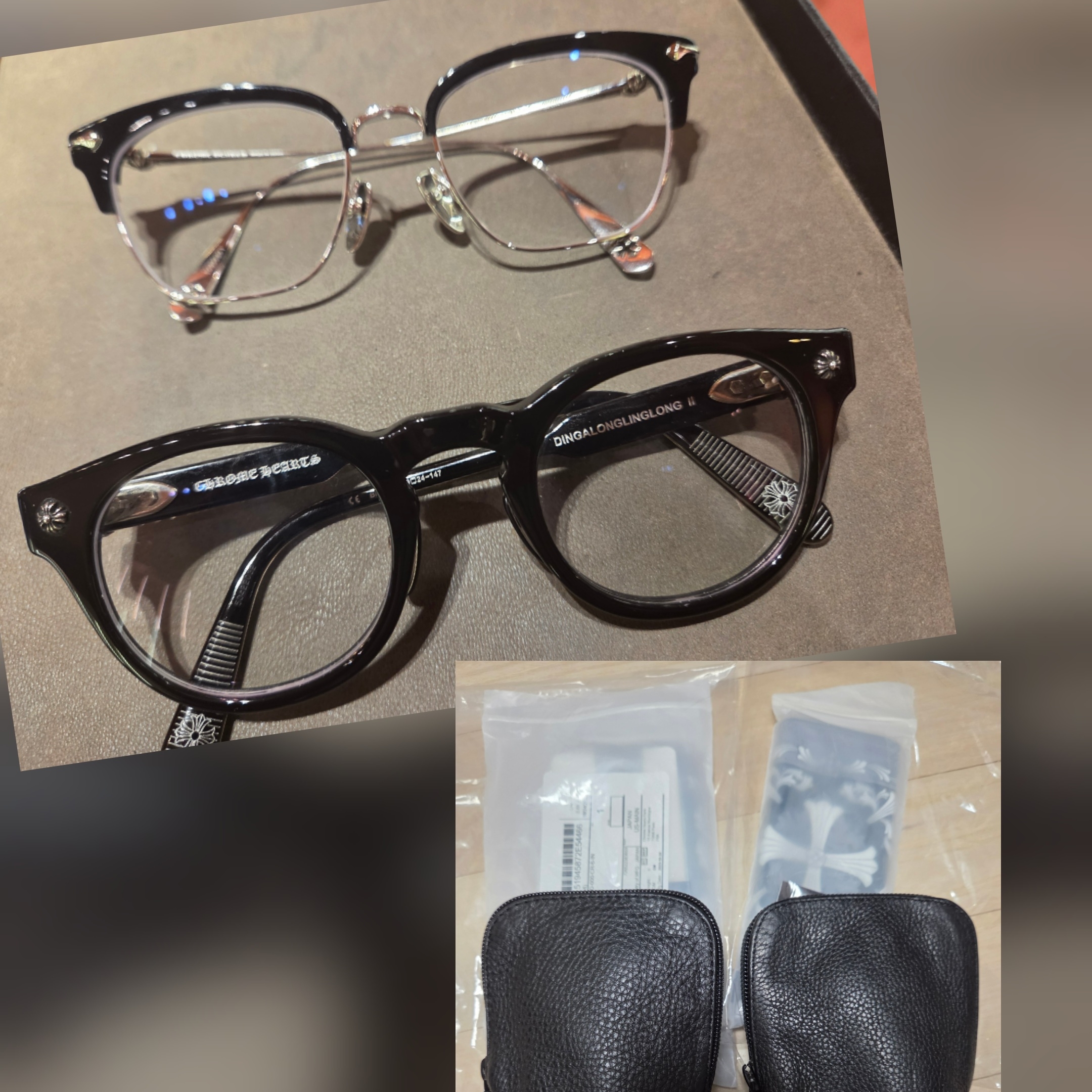 Chrome Hearts Dingalonglinglong II Black, Chrome Hearts Sluntradiction 54 Black Shiny Silver - Titanium Nose Pad 착용 스타일