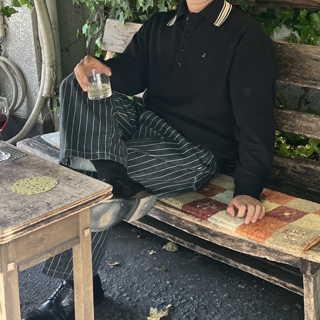 Carhartt WIP Orlean Stripe Pants Black White Stone Washed, Kapital Pique Langle Color Retro Polo Black 착용 스타일