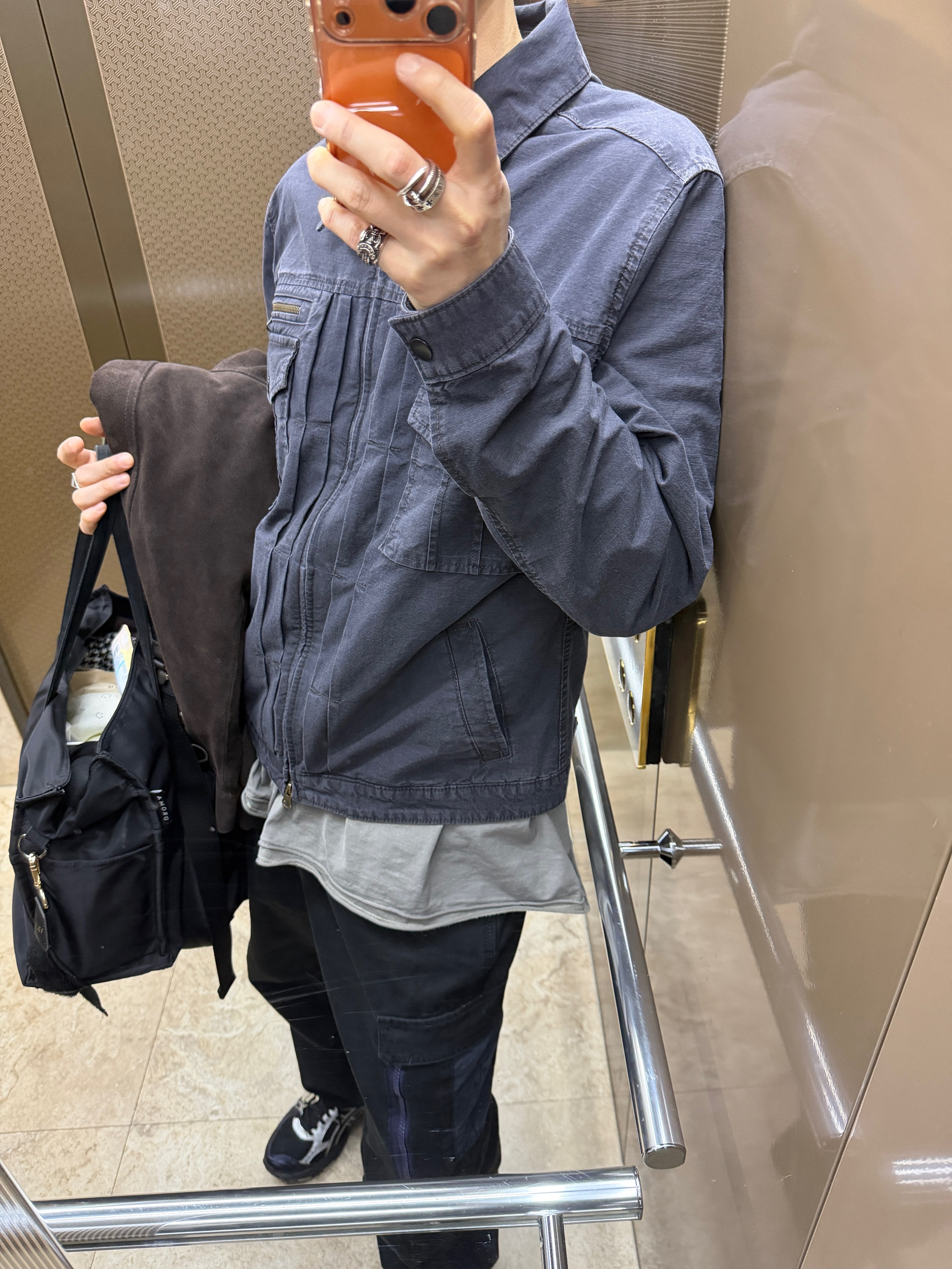 Undermycar 25SS Suede Oversized Work Jacket Brown, Asics x Atmos x Undermycar Gel-Kayano 14 Black Pure Silver 착용 스타일 - 8