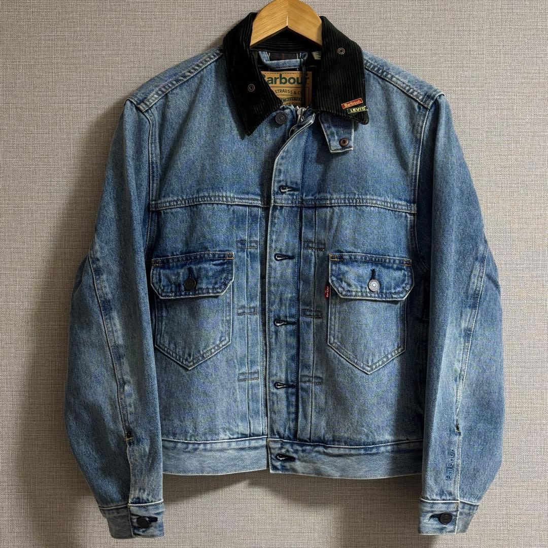 Levi's x Barbour Type II Trucker Jacket Vintage Washed Denim 착용 스타일