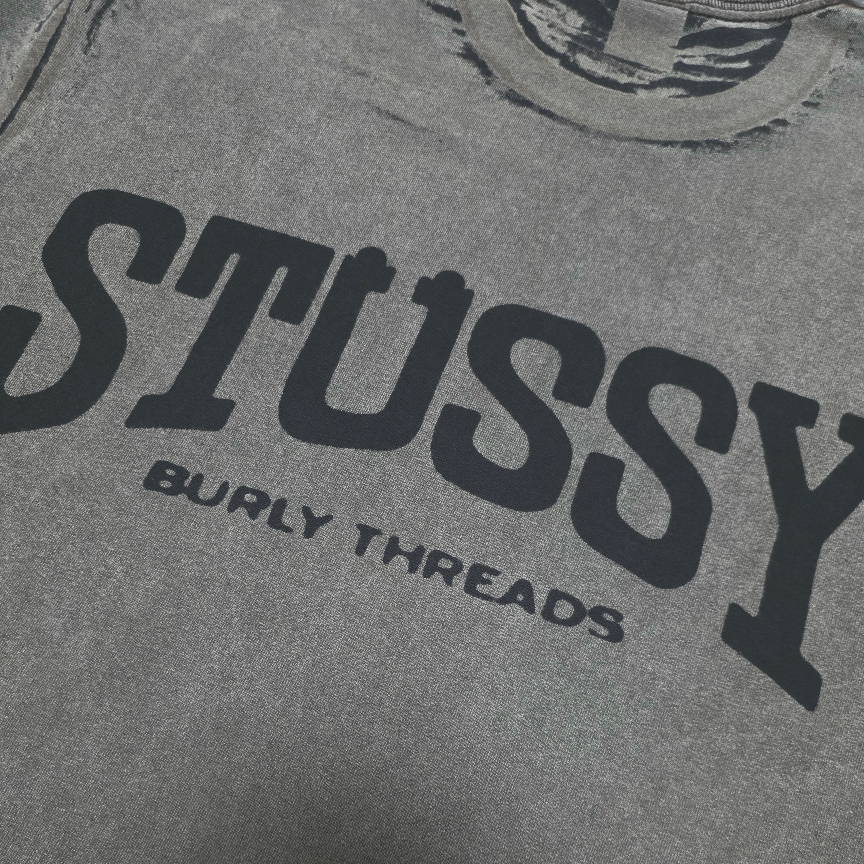 Stussy Long Haul Tee Pigment Dyed Faded Black, Stussy Burly Stone Washed Tee Black 착용 스타일 - 2