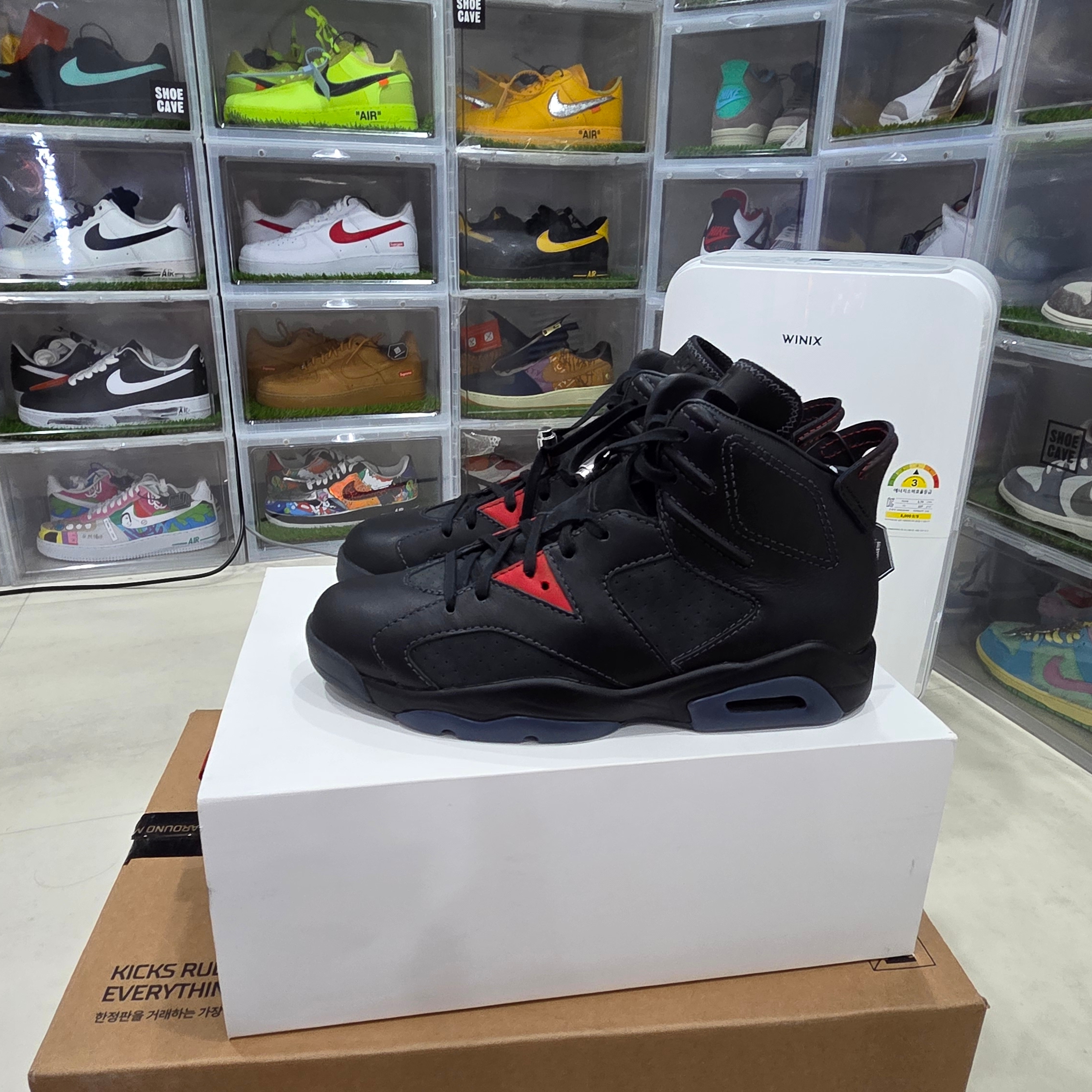 Jordan 6 Retro PRM Bin 23 Off Noir Picante Red 착용 스타일 - 2