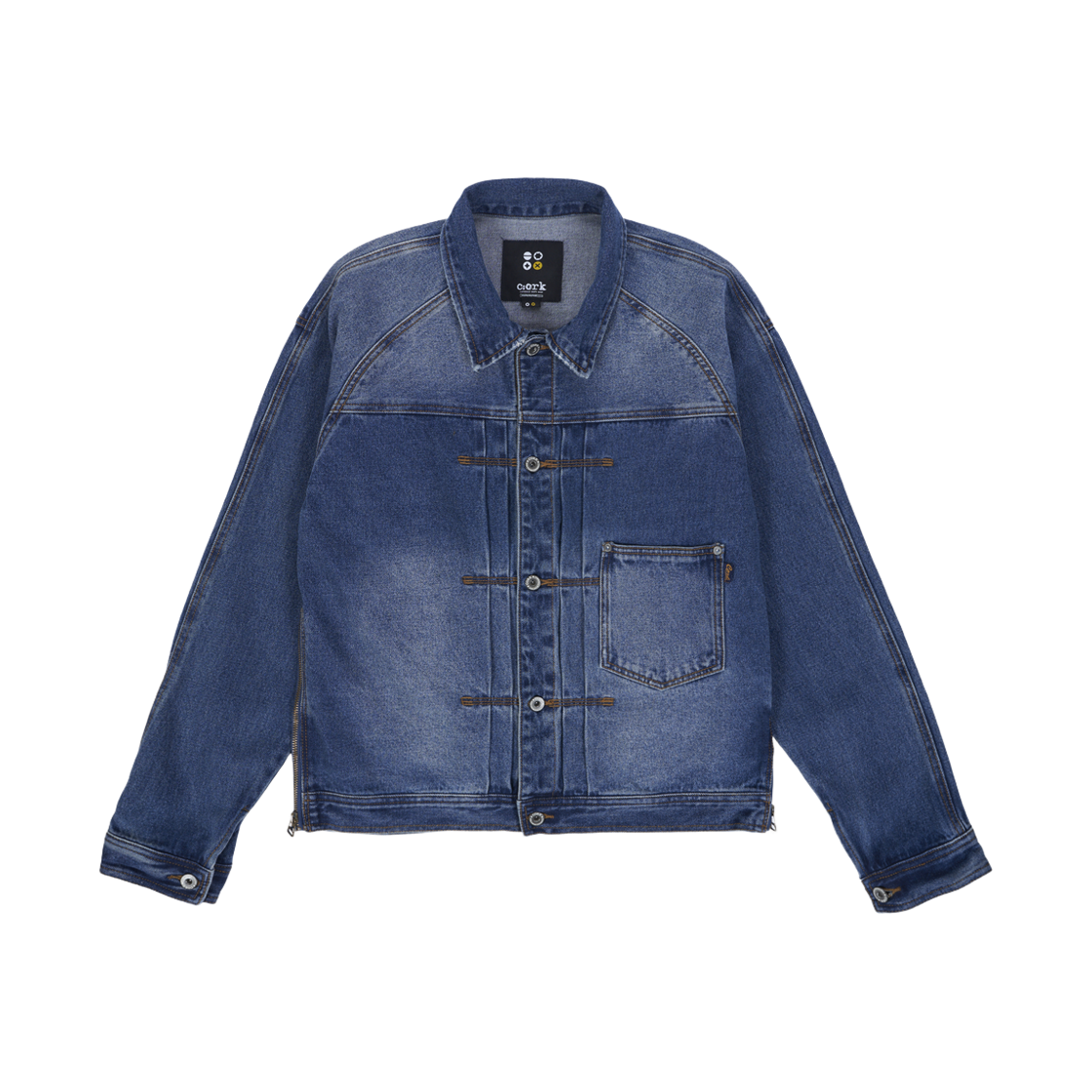 6SS03JK05 Ryul+Wai: Denim Raglan Sleeve Jacket Indigo C6