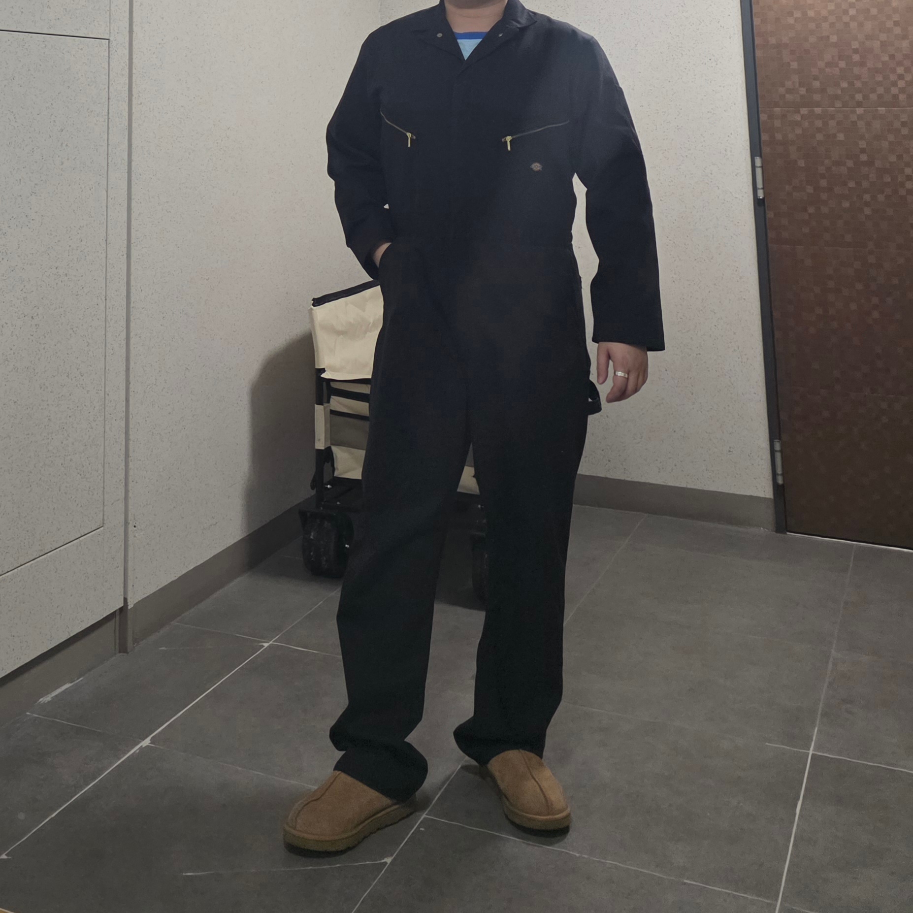 Dickies Deluxe Blended Long Sleeve Regular Coveralls Black, DANCOMMA x Crayon Shin Chan Action Beam!! Luminous Long Sleeve Tee Sky blue 착용 스타일