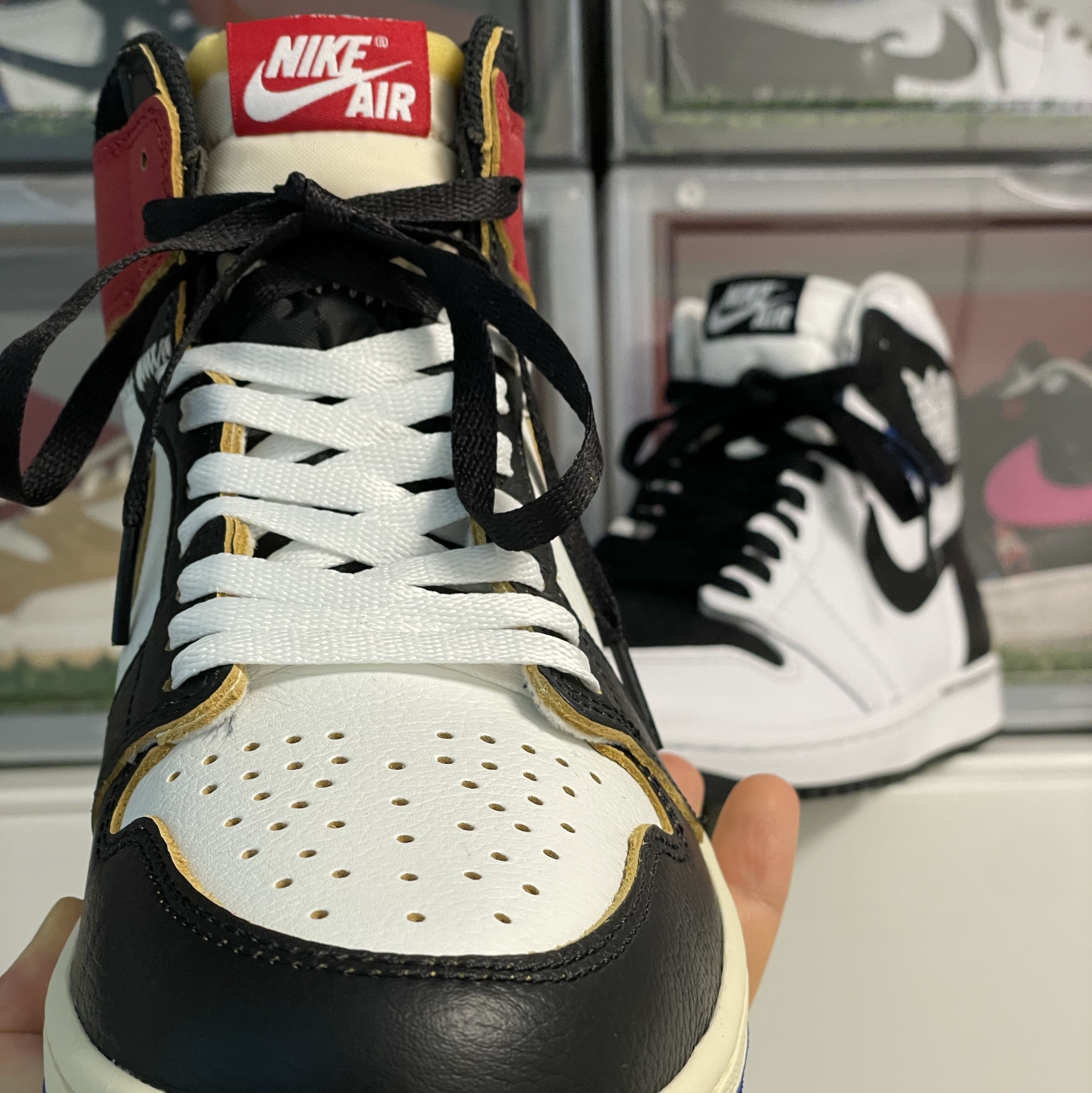 Jordan 1 x Fragment x Union LA Black and Varsity Red, Jordan 1 x Fragment x Union LA High OG SP White Black 착용 스타일 - 2