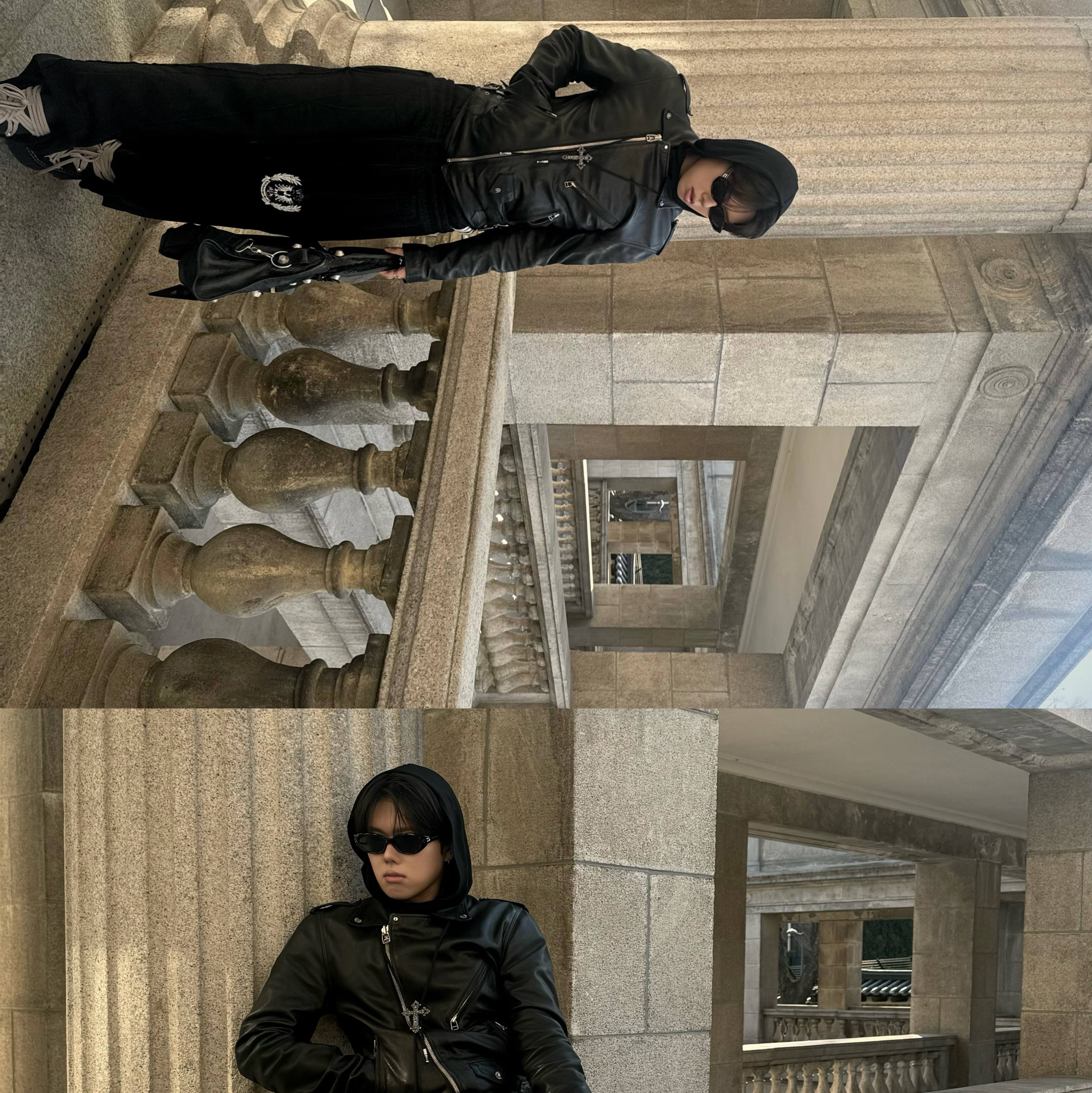 Gentle Monster Dada 01 Black, Dr. Martens x Rick Owens 1460 Quad Sole Mega Lace Boots Black 착용 스타일 - 5