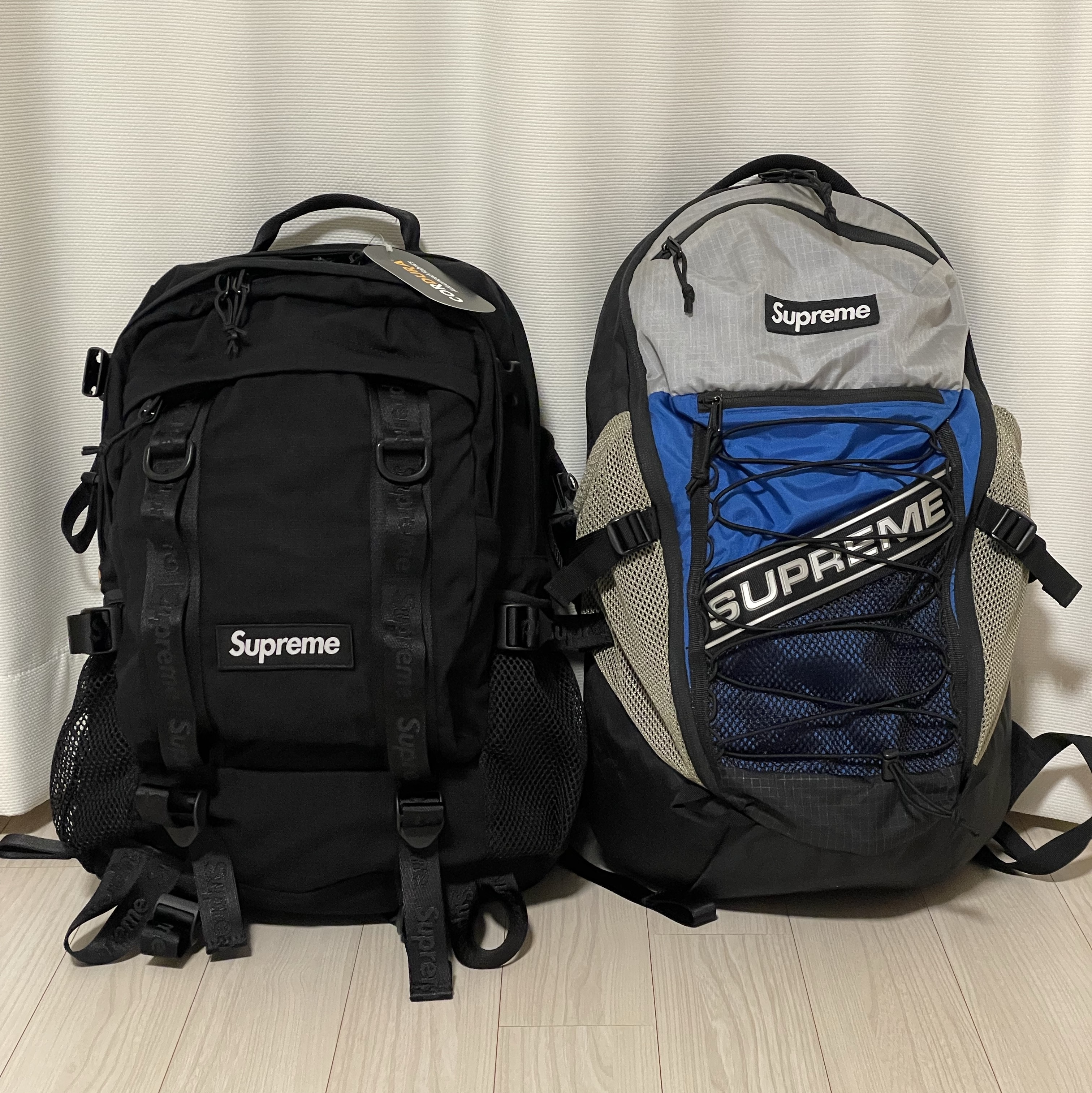 Supreme Backpack Black - 26SS, Supreme Backpack Blue - 23FW 착용 스타일 - 2