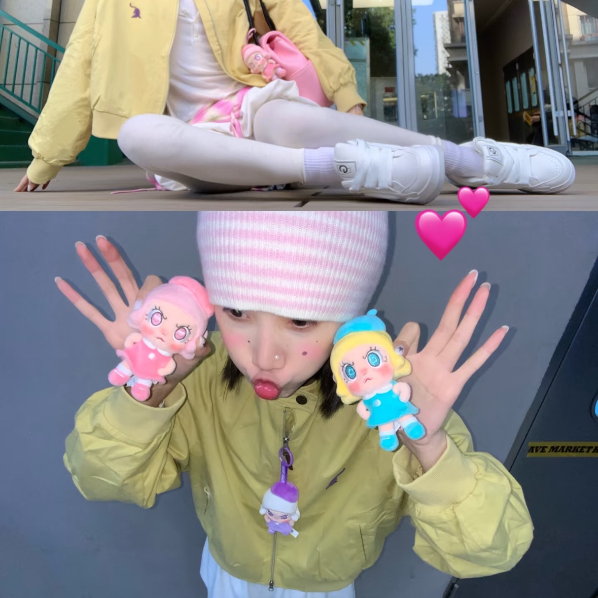 Pop Mart Angry Molly Angry Energy Series Plush Pendant Love Fire (Opened Case), Pop Mart Angry Molly Angry Energy Series Plush Pendant Purple Fire (Opened Case) 착용 스타일